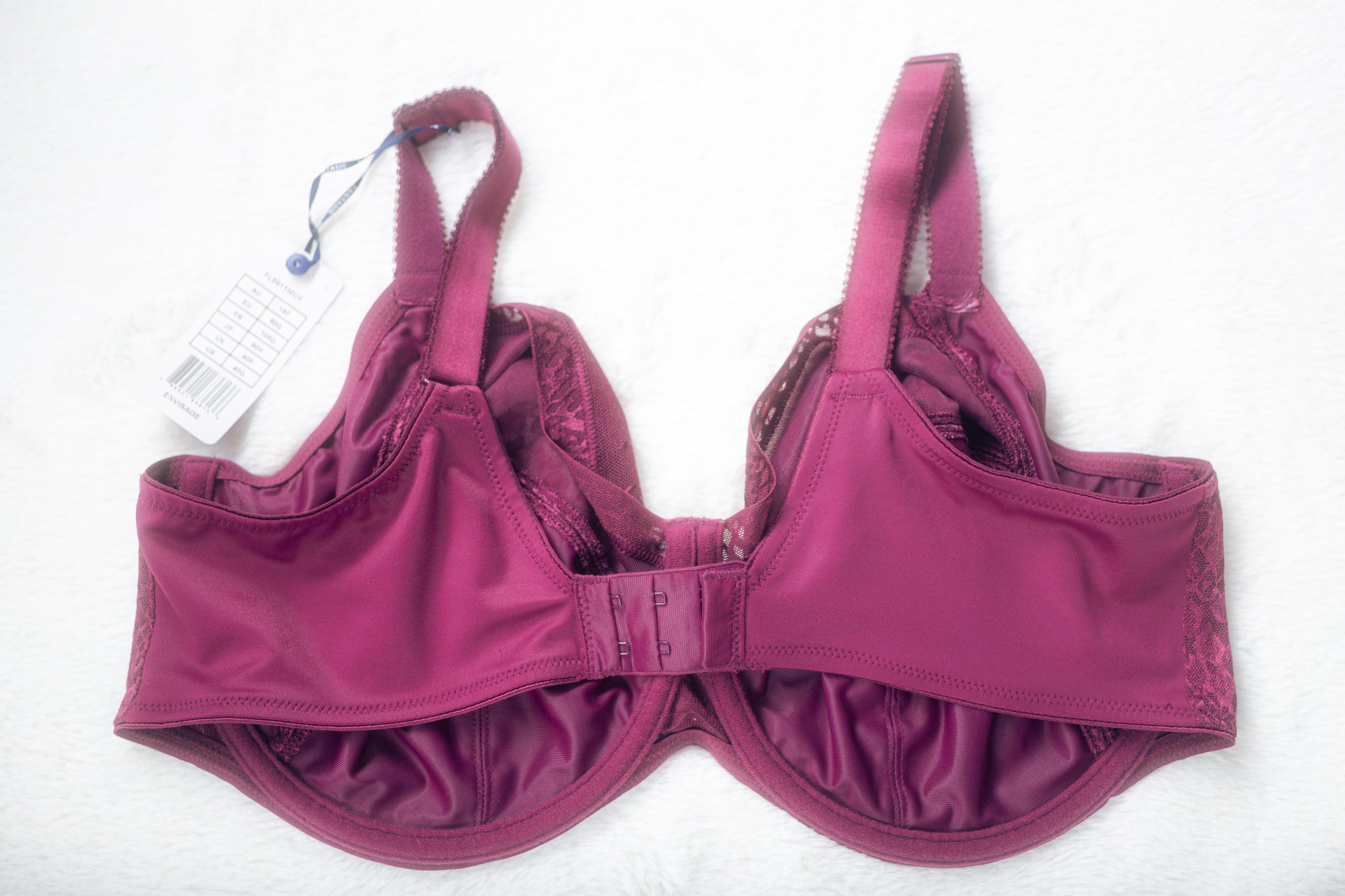 Fantasie Envisage FL6911 Full Cup Unlined Side Support Underwire Bra Purple US 40G UK 40F NEW