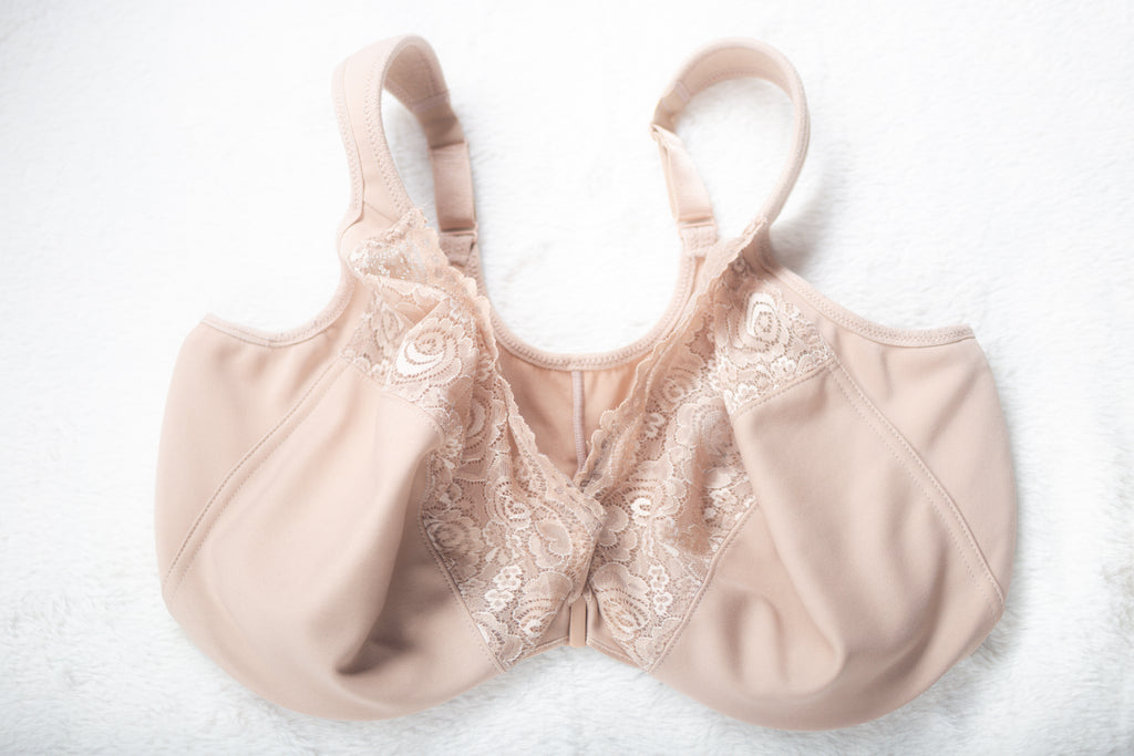 Glamorise 1245 Wonderwire Front-Close Full Coverage Underwire Bra Beige US 42G UK 42F