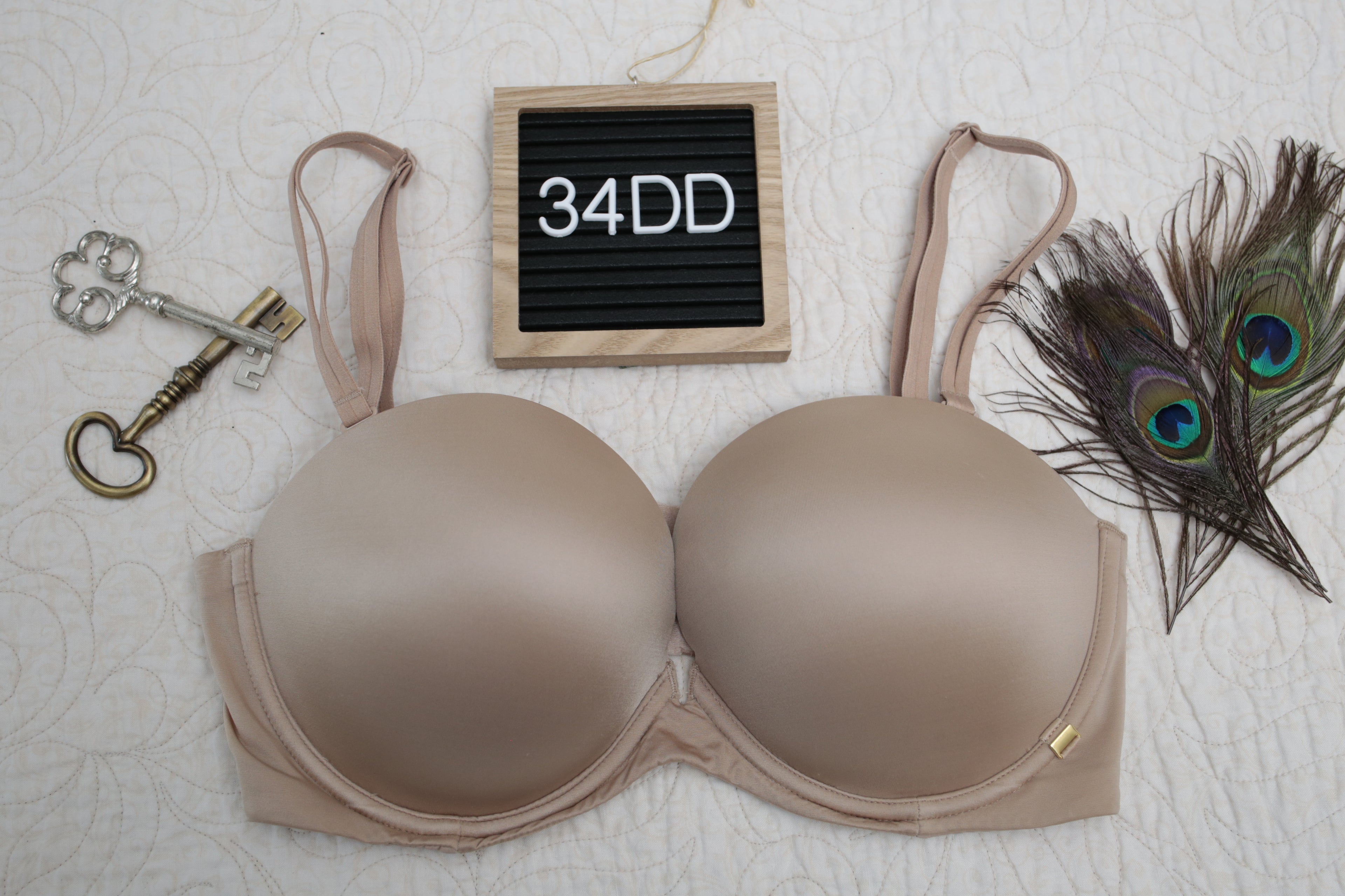 Victoria's Secret 34DD Very Sexy Multi-way Push-up Underwire T-shirt Bra Beige