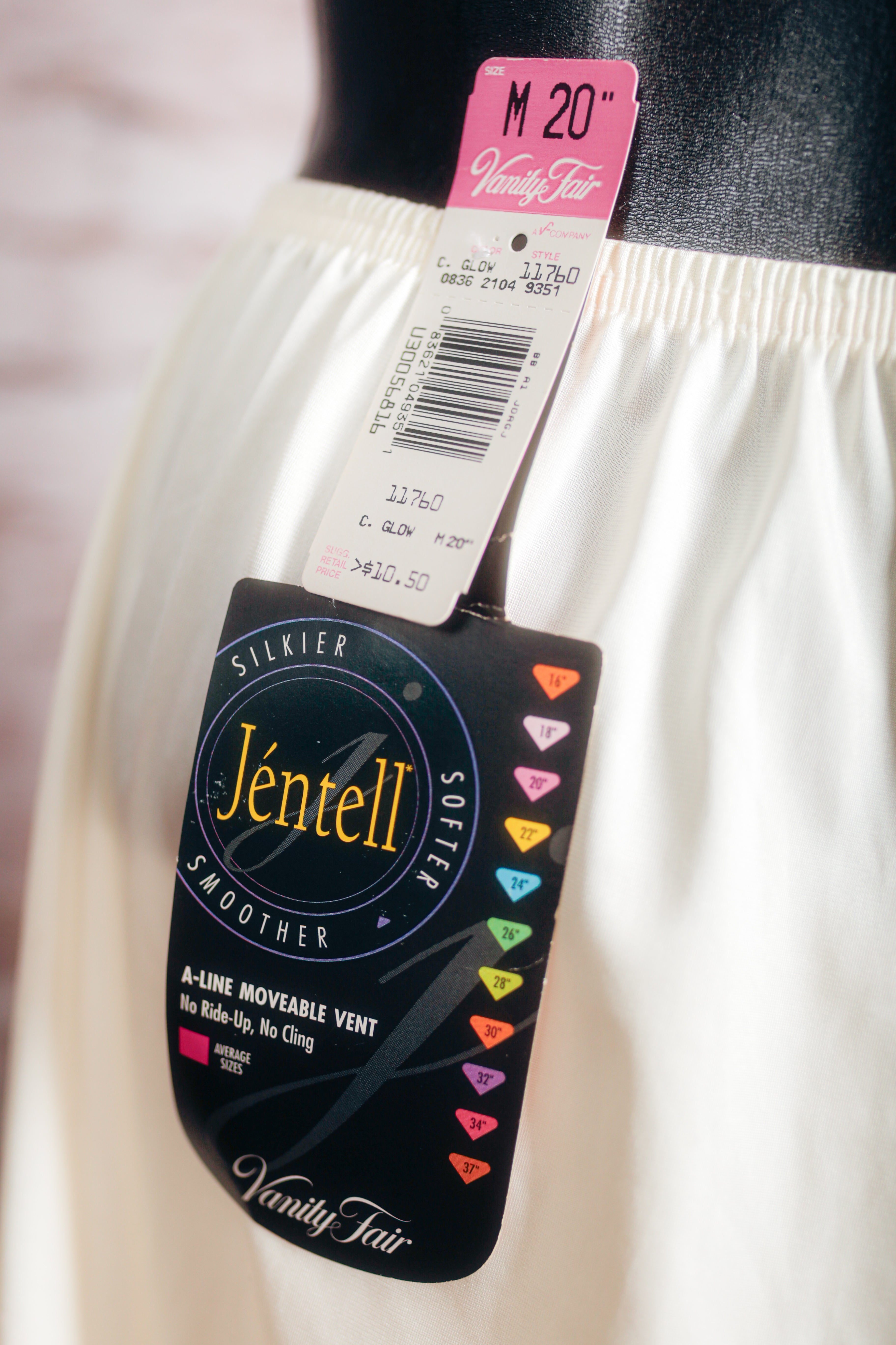 Vanity Fair Jentell A-line Moveable Vent Vintage Retro 80s Satin Lace Half Slip Skirt Medium Ivory NEW