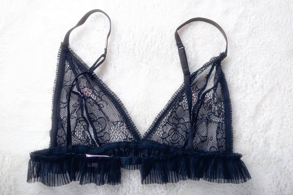 VS Sexy Little Things Lace Open-cup Peek-a-boo Black Lace Sexy Bralette Medium Black