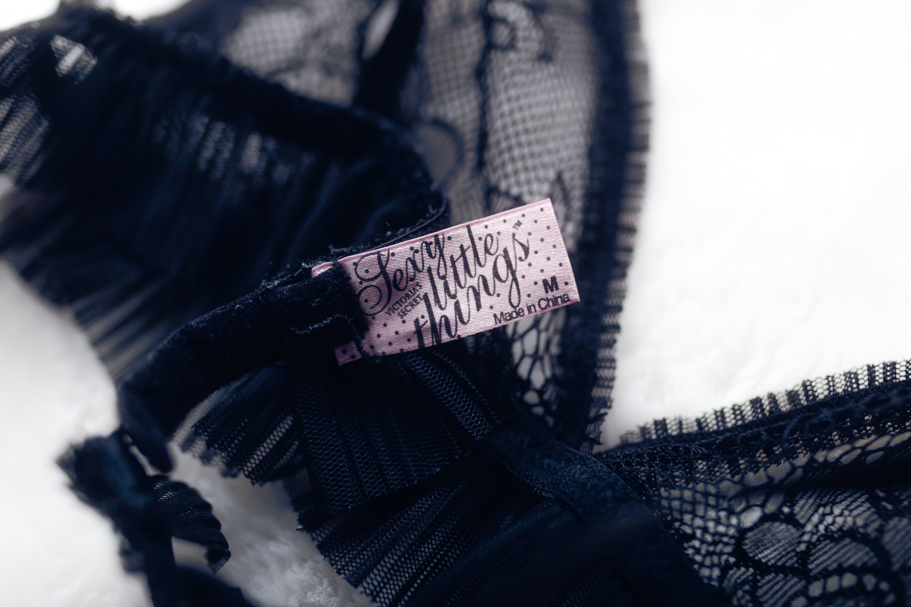 VS Sexy Little Things Lace Open-cup Peek-a-boo Black Lace Sexy Bralette Medium Black