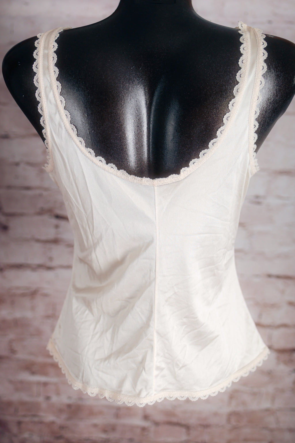 Adonna Vintage Satin Cami Camisole Lingerie 36 Small Ivory