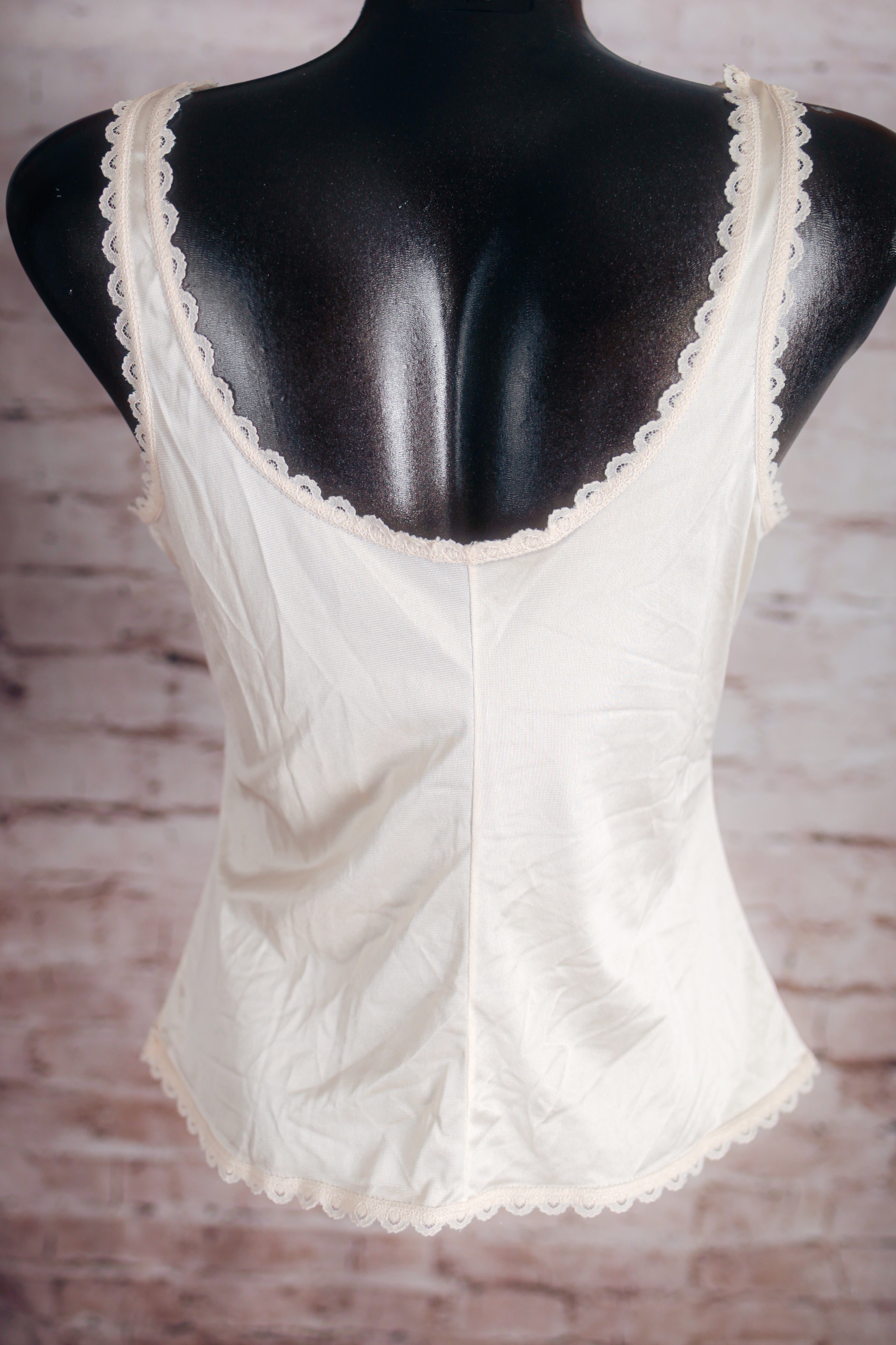 Adonna Vintage Satin Cami Camisole Lingerie 36 Small Ivory