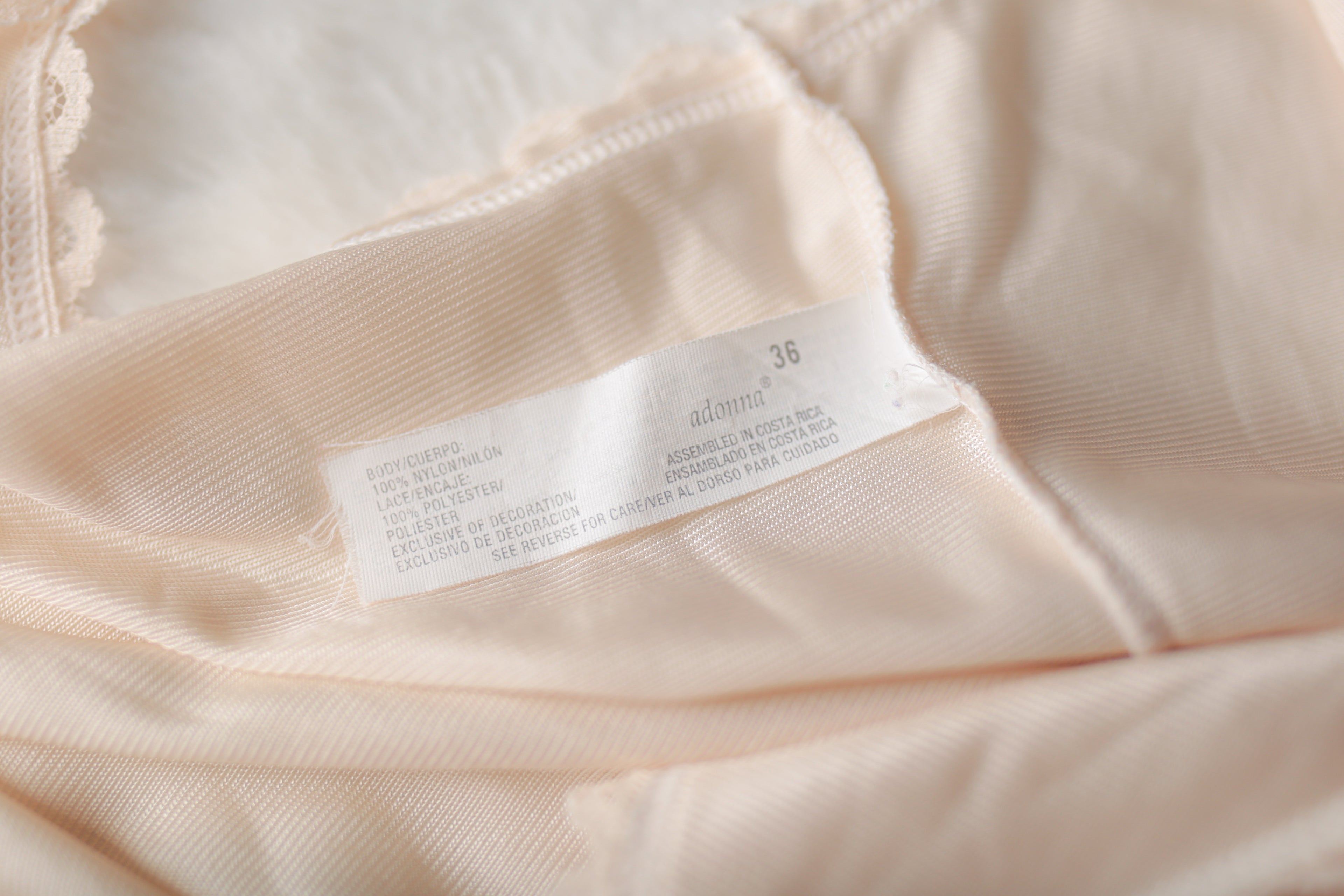 Adonna Vintage Satin Cami Camisole Lingerie 36 Small Ivory