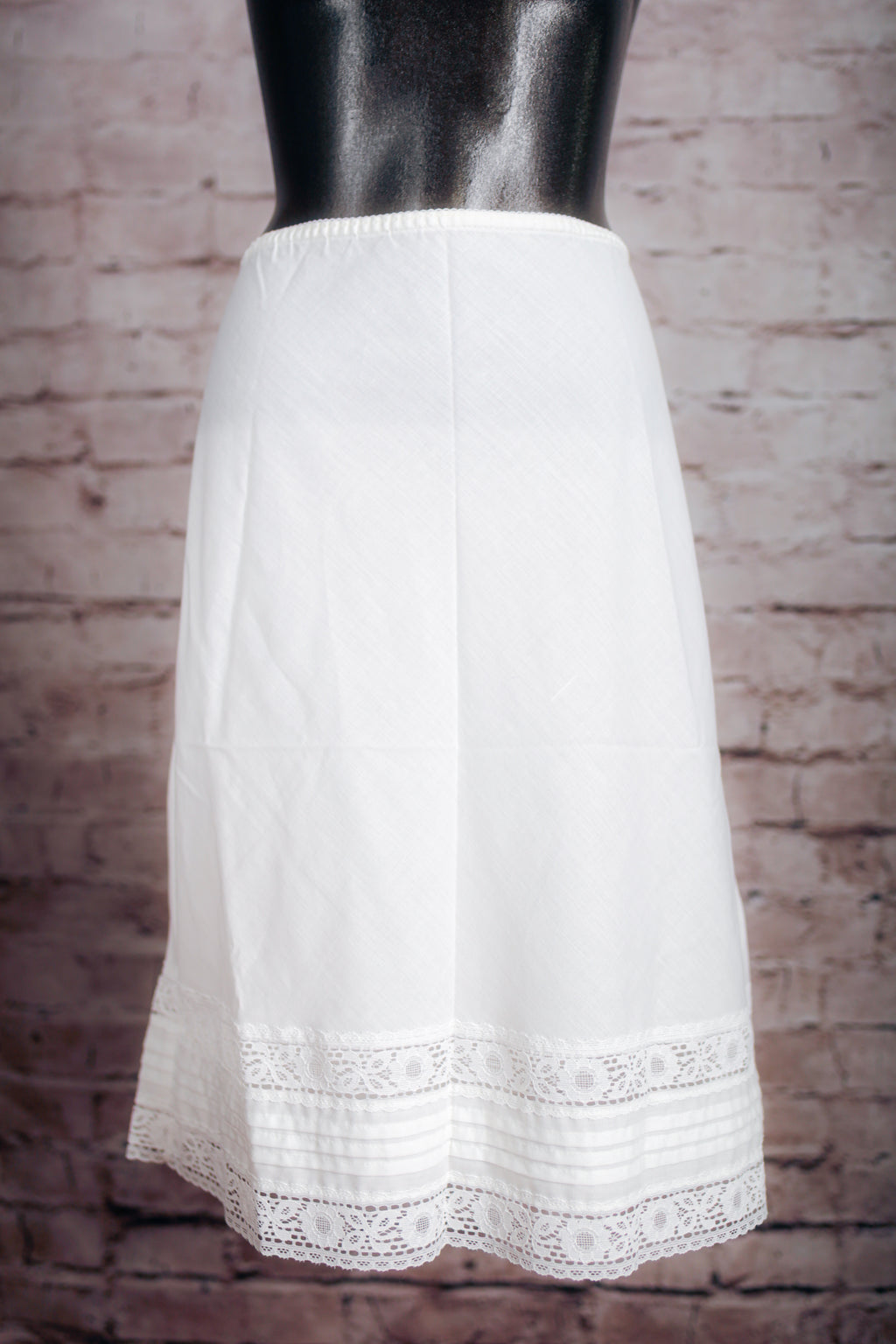 Deena Vintage Satin Lace Half Slip Medium White