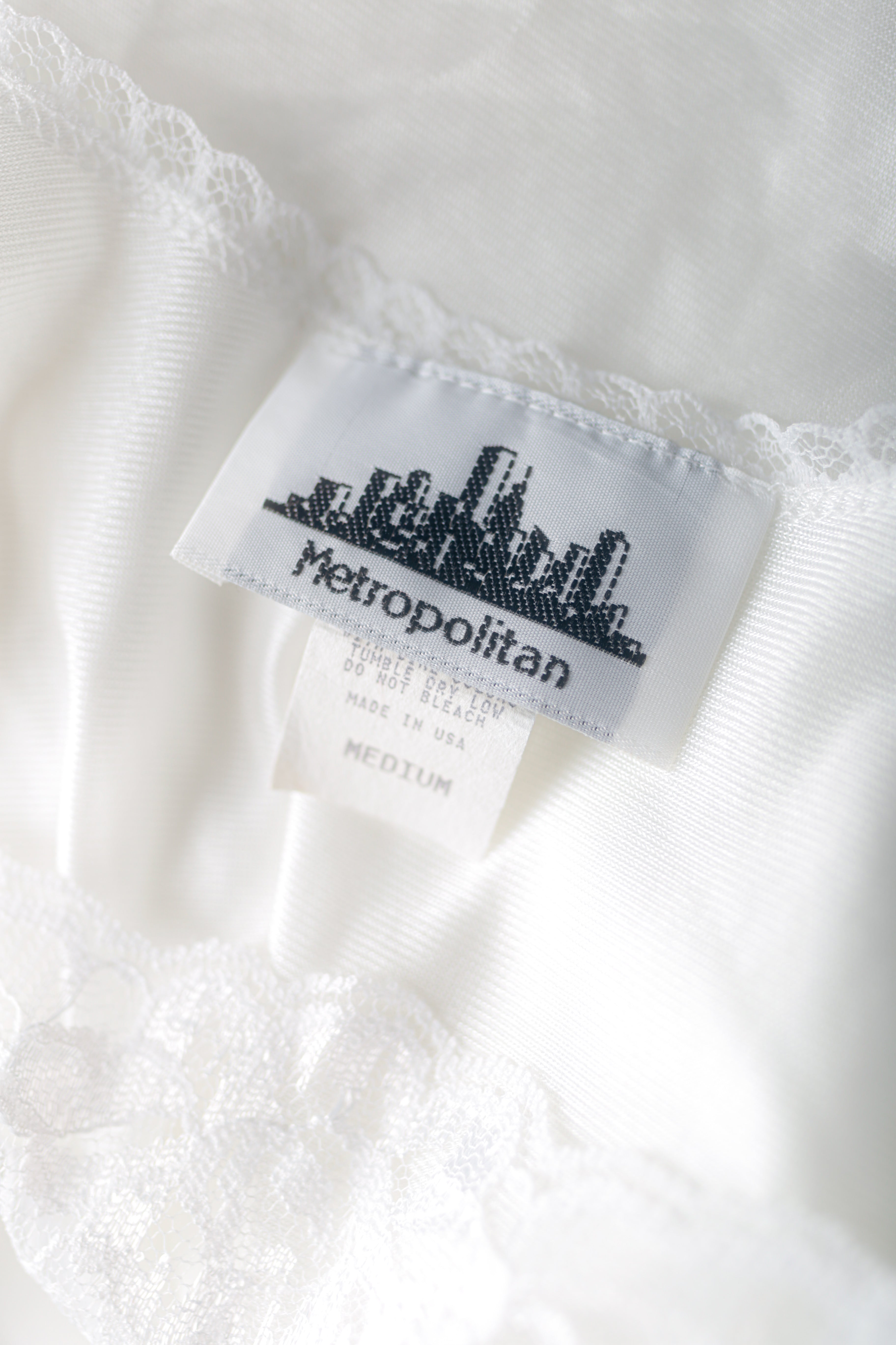 Metropolitan Vintage 90s Satin Full Slip White Medium