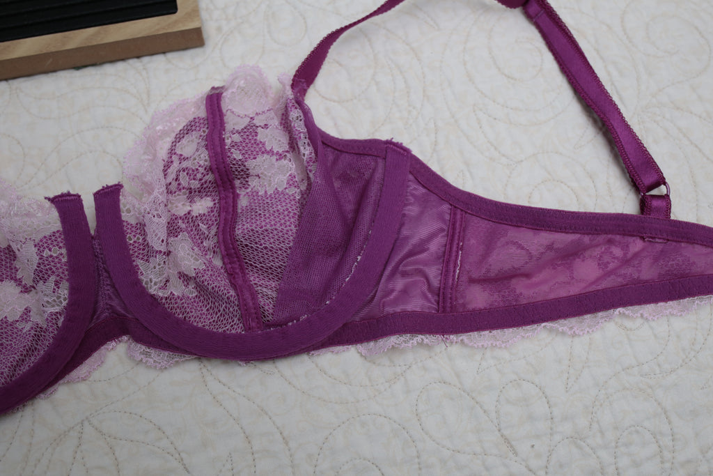 Wacoal 34C Lace Affair 851256 Underwire Bra Fuschia Magenta Wine