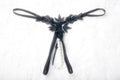Pearl String G-string Open Crotch Thong Medium Black NEW