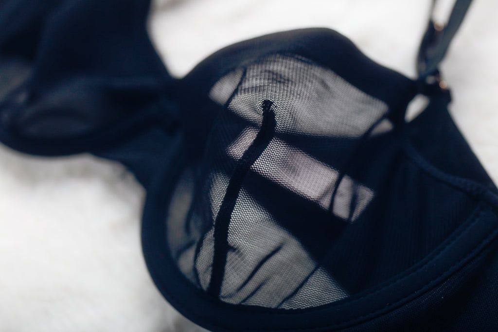 Auden 34A Demi Coverage Unlined Sheer Mesh Bra Black