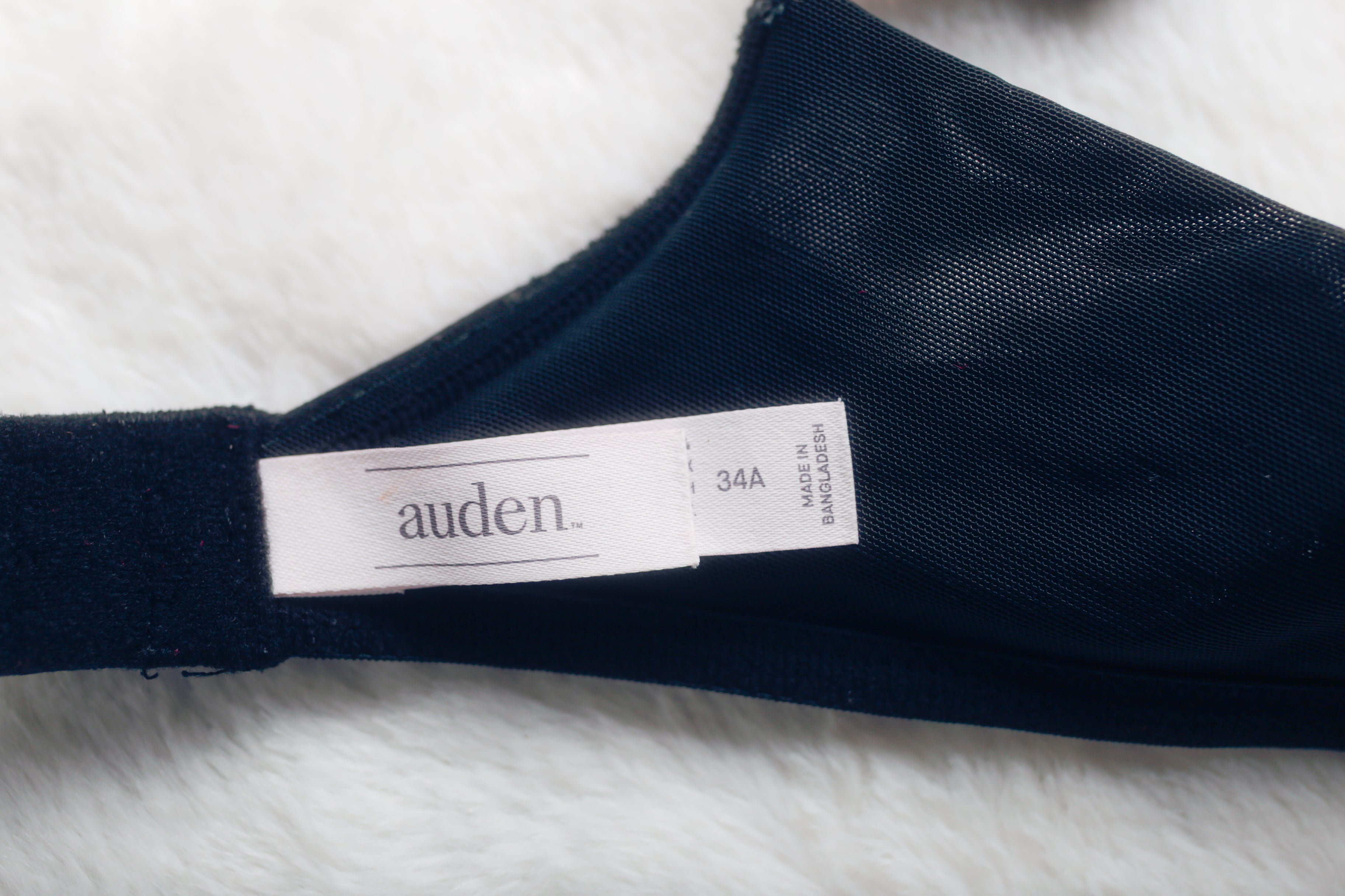 Auden 34A Demi Coverage Unlined Sheer Mesh Bra Black