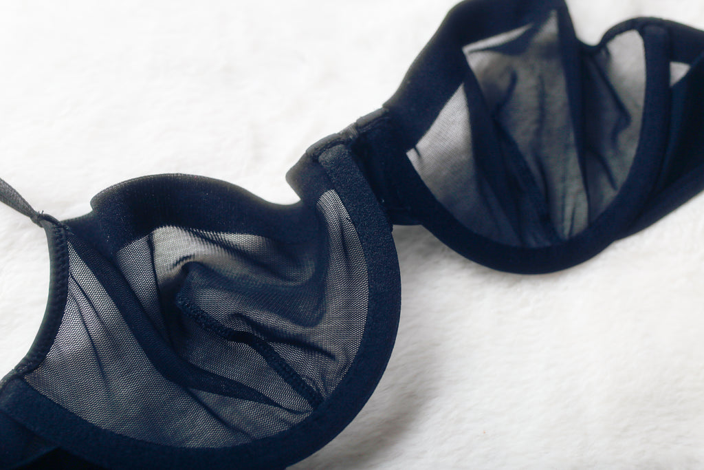 Auden 34A Demi Coverage Unlined Sheer Mesh Bra Black