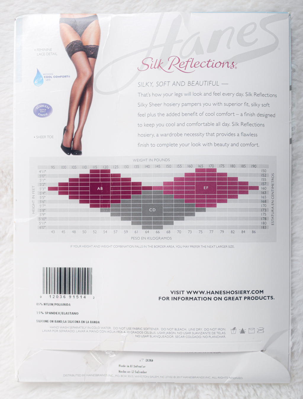 Hanes Silk Reflections Silky Sheer Lace Top Thigh High Stockings Black Size AB