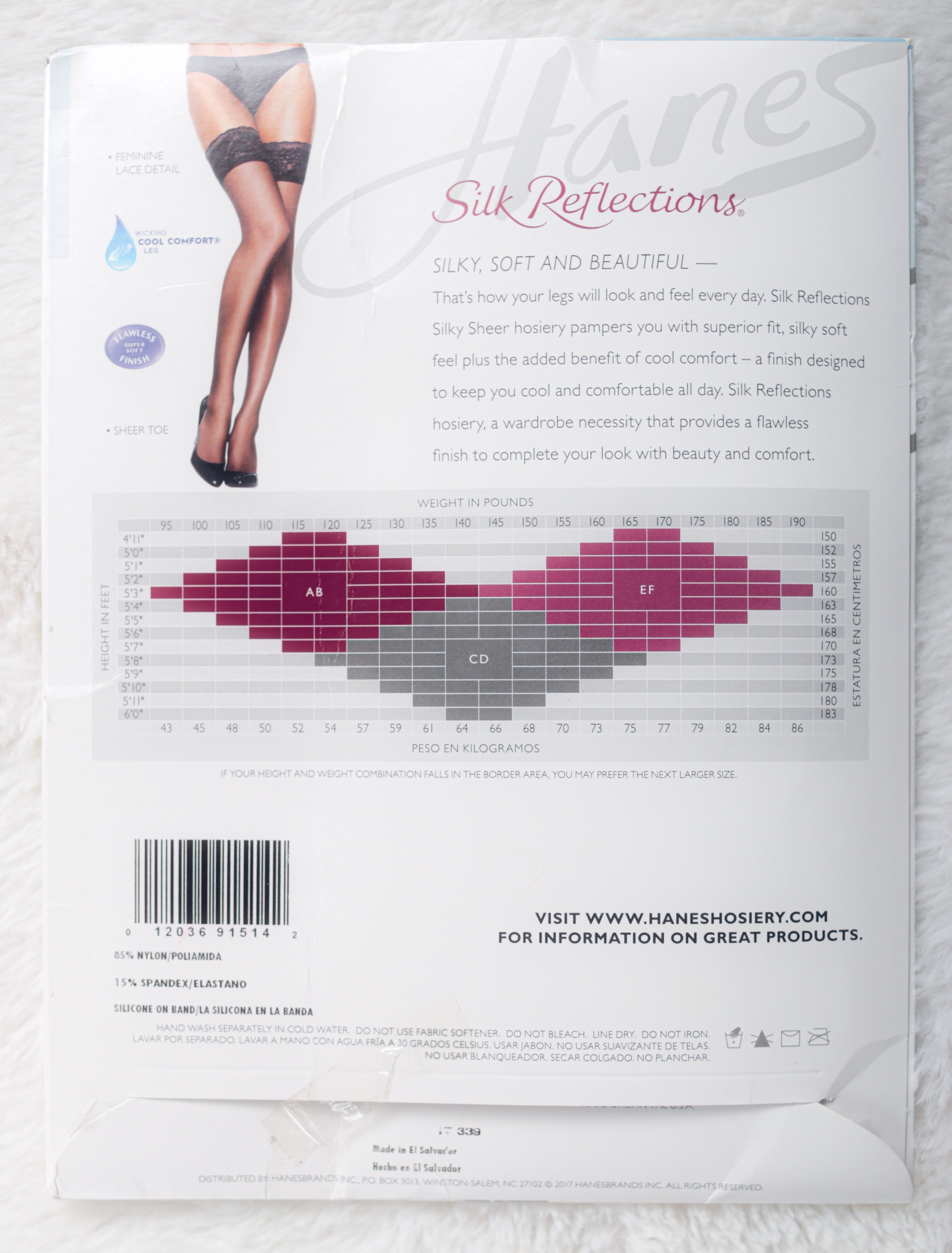Hanes Silk Reflections Silky Sheer Lace Top Thigh High Stockings Black Size AB