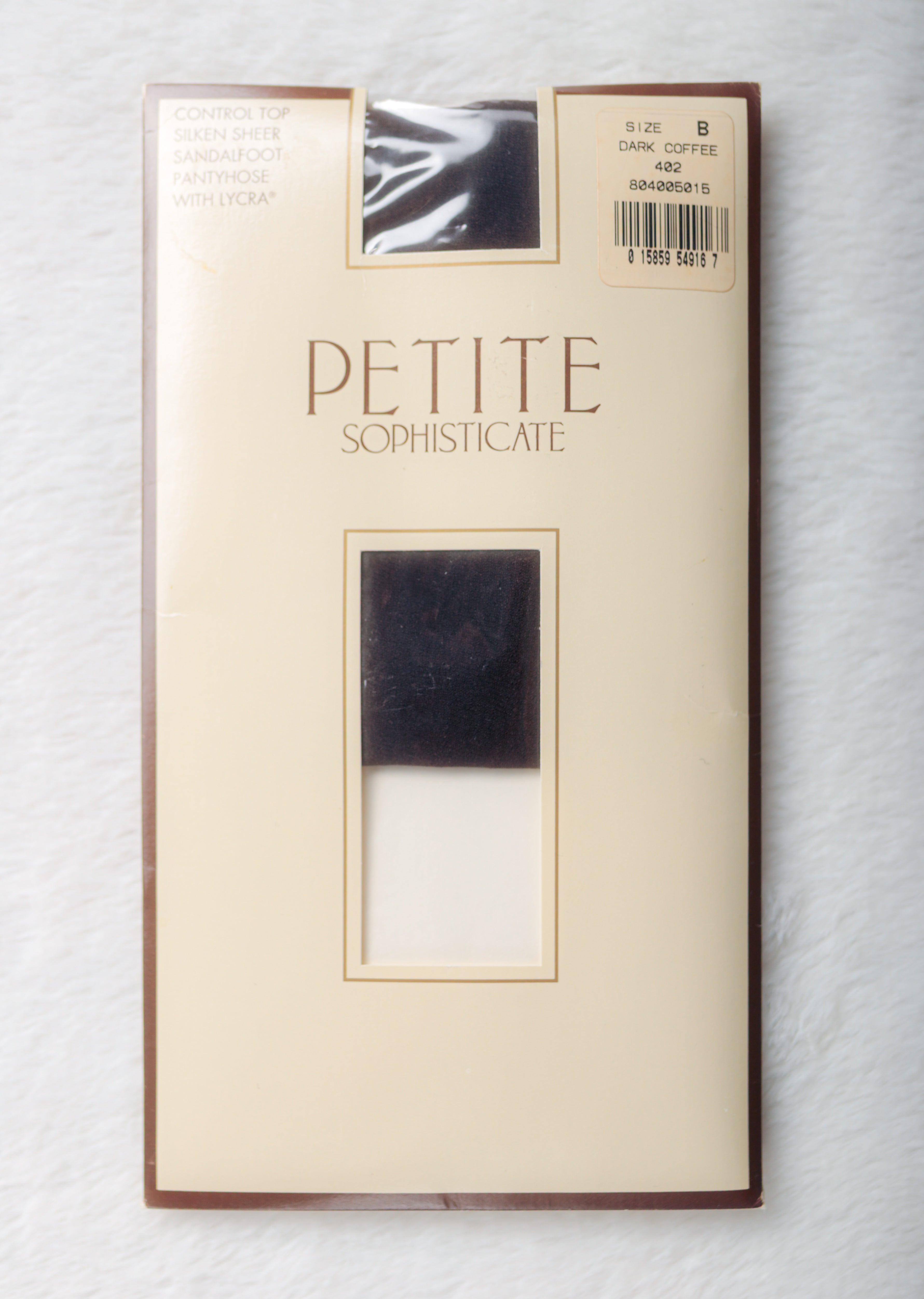 Petite Sophisticate Sheer Control Top Sandalfoot Pantyhose Dark Coffee Size B
