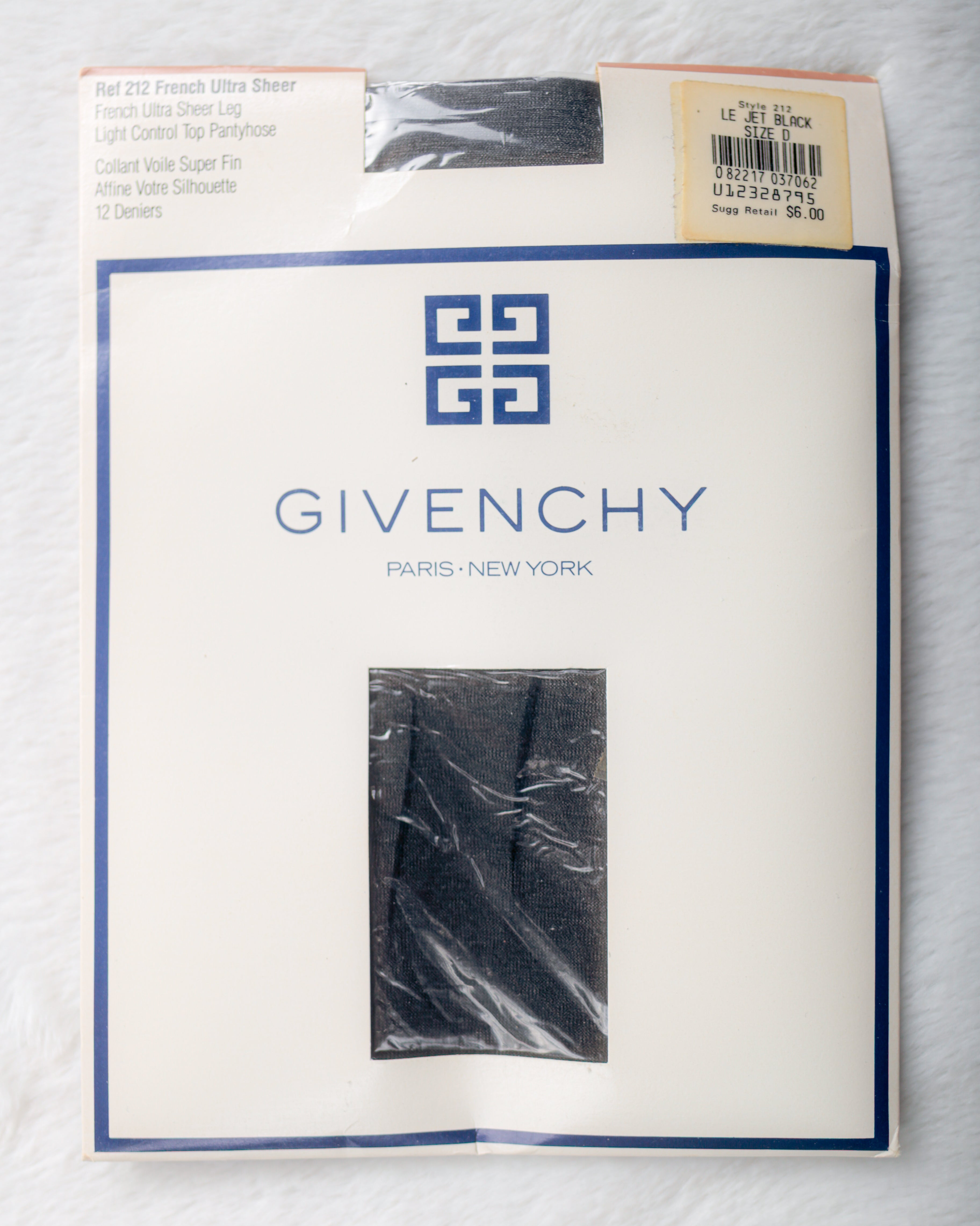 Givenchy French Ultra Sheer 12D Control Top Pantyhose Black Size D