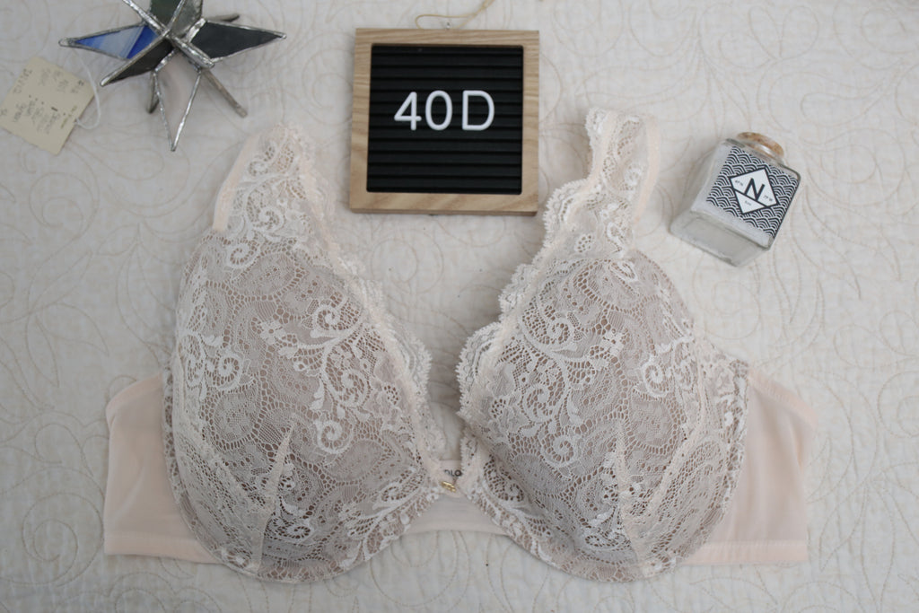 Third Love 40D 24/7 Lace Contour Plunge Padded Underwire Bra Taupe