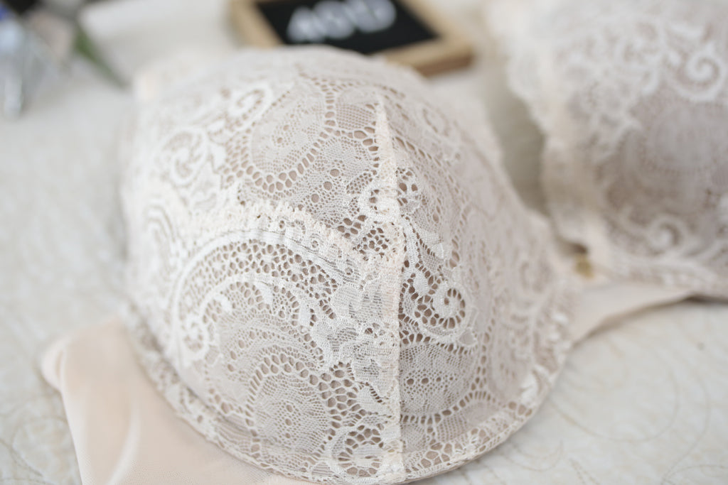 Third Love 40D 24/7 Lace Contour Plunge Padded Underwire Bra Taupe