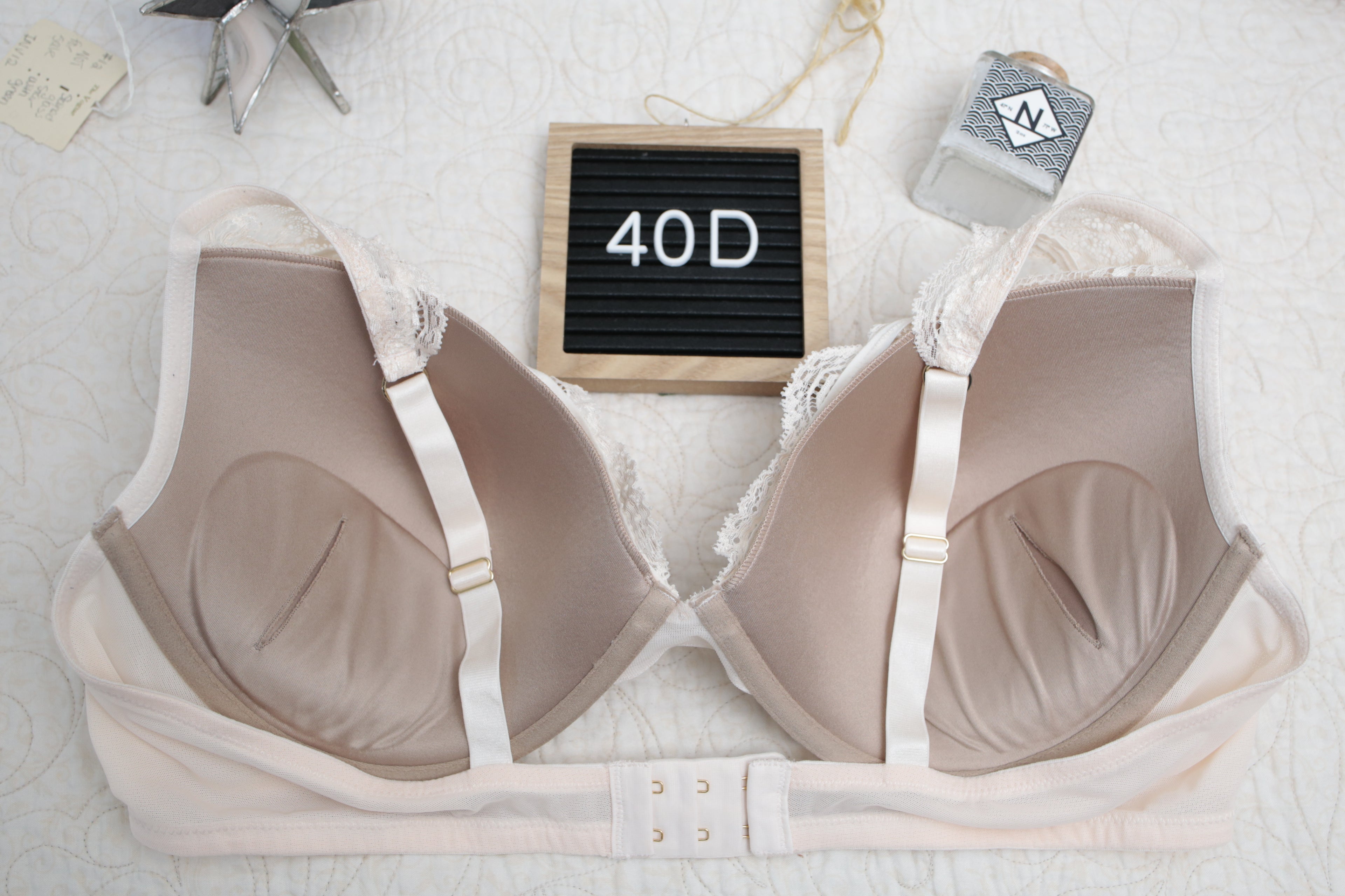 Third Love 40D 24/7 Lace Contour Plunge Padded Underwire Bra Taupe