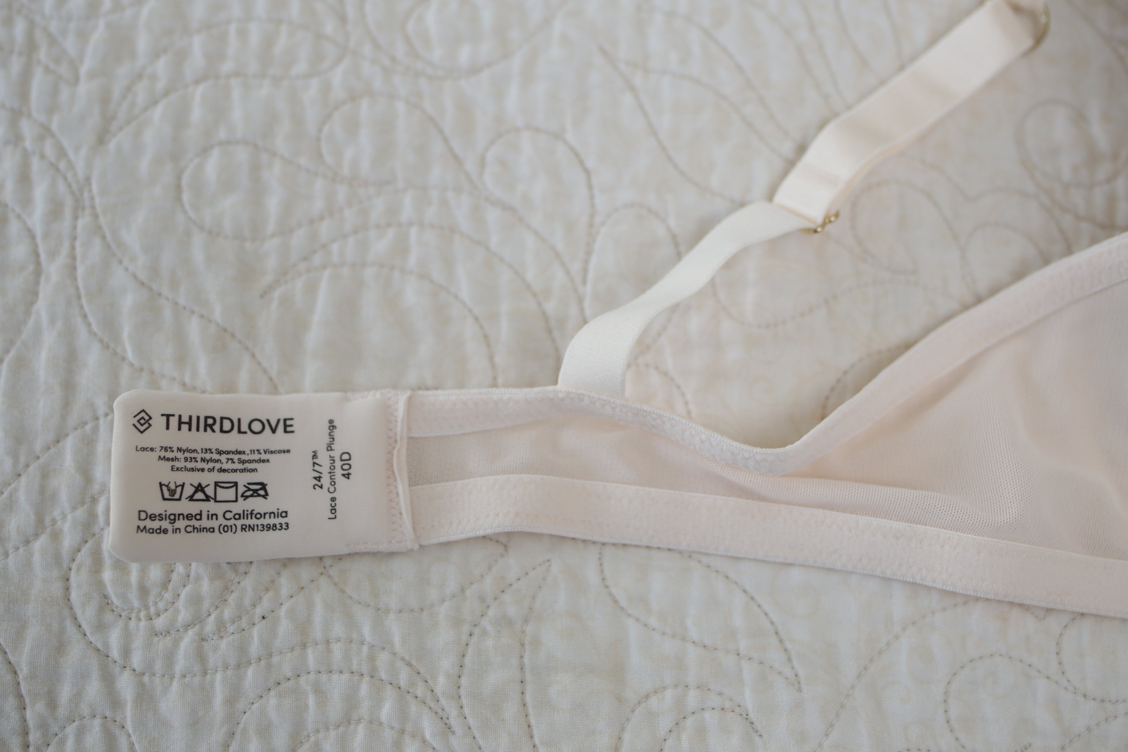 Third Love 40D 24/7 Lace Contour Plunge Padded Underwire Bra Taupe