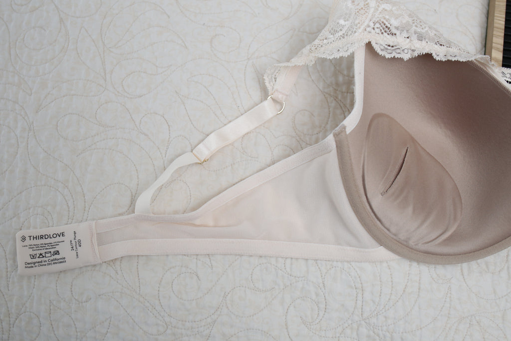 Third Love 40D 24/7 Lace Contour Plunge Padded Underwire Bra Taupe