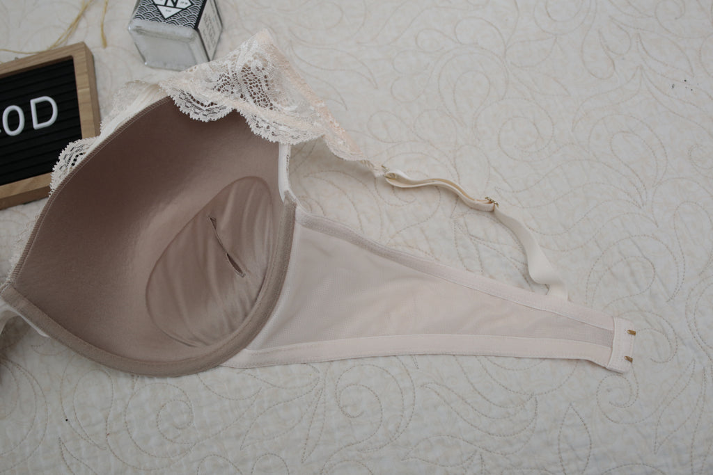 Third Love 40D 24/7 Lace Contour Plunge Padded Underwire Bra Taupe