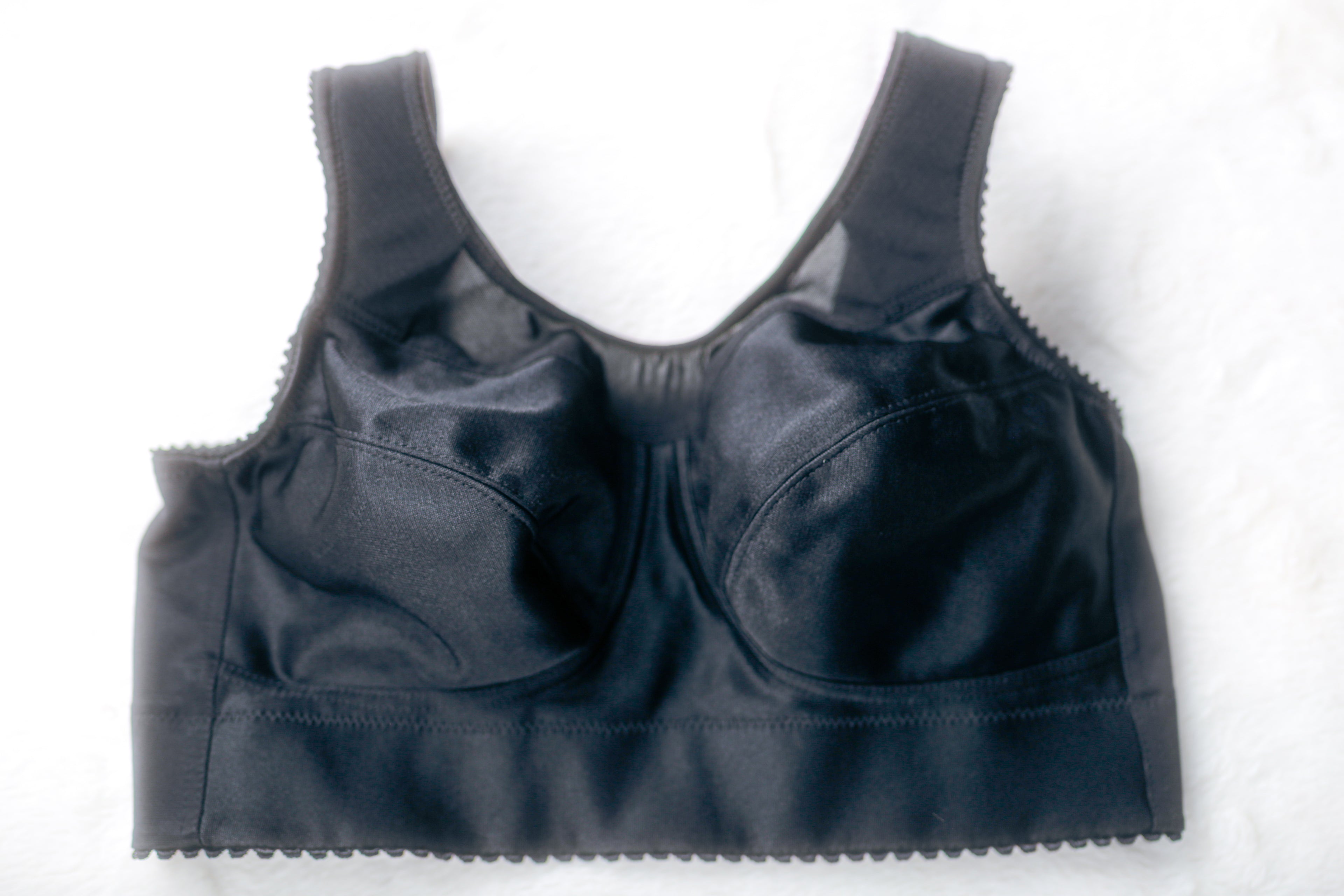 Miss Mary of Sweden 2073 Cotton Simplex Activity Bra Full Cup Unlined Wireless Sports Bra Black 36DD