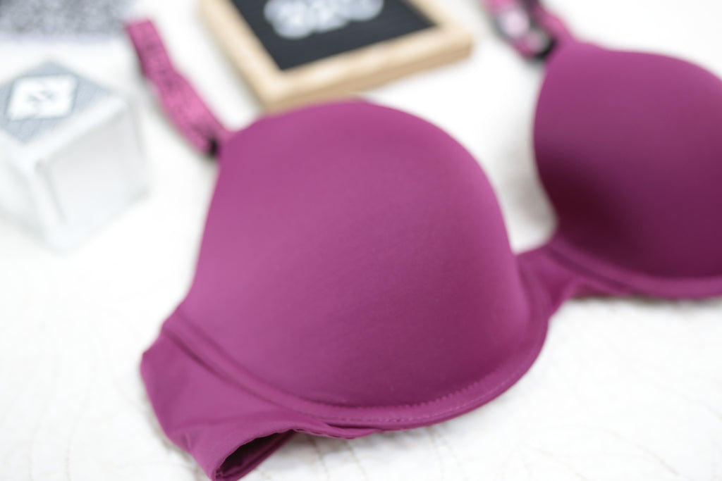 Victoria's Secret 32C T-shirt Lightly Lined Demi Shine Strap Bra Purple Wine NEW