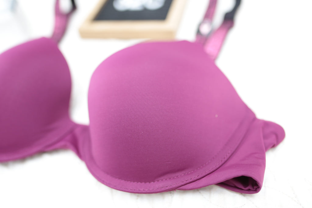 Victoria's Secret 32C T-shirt Lightly Lined Demi Shine Strap Bra Purple Wine NEW