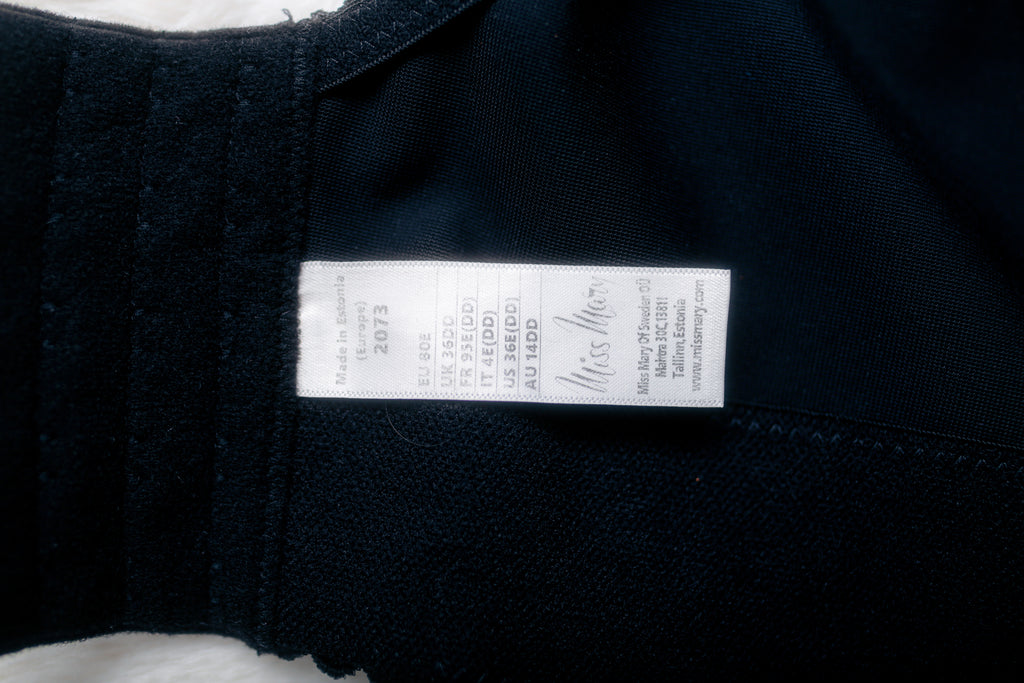 Miss Mary of Sweden 2073 Cotton Simplex Activity Bra Full Cup Unlined Wireless Sports Bra Black 36DD