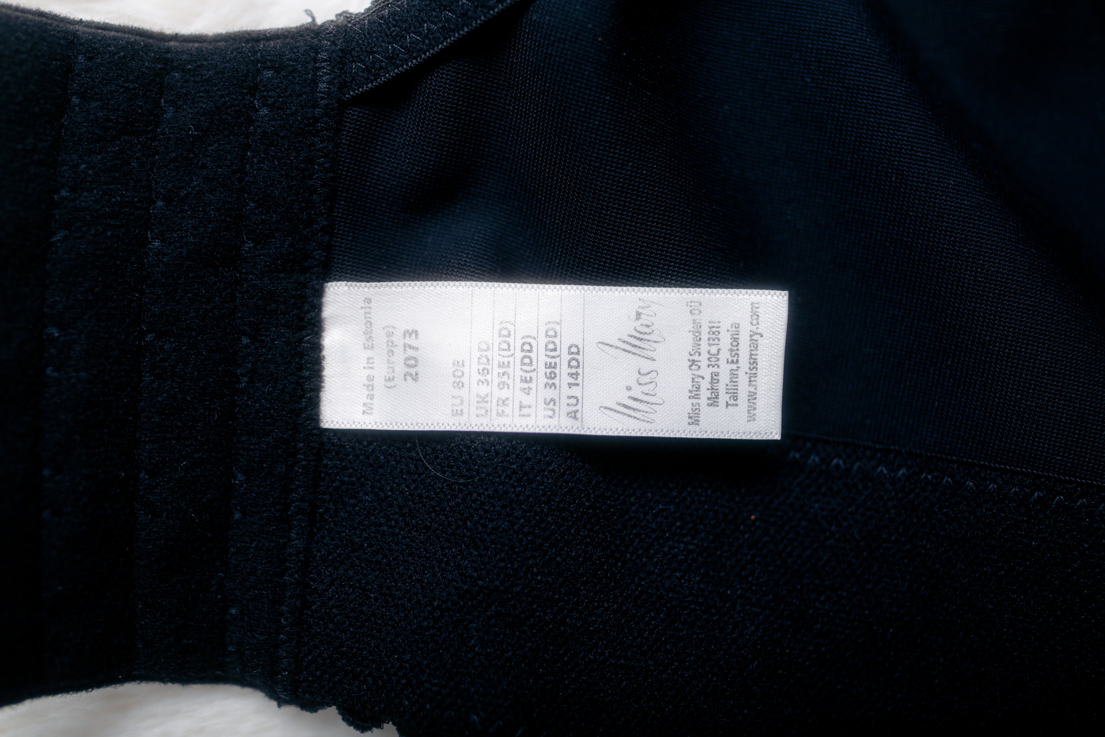 Miss Mary of Sweden 2073 Cotton Simplex Activity Bra Full Cup Unlined Wireless Sports Bra Black 36DD
