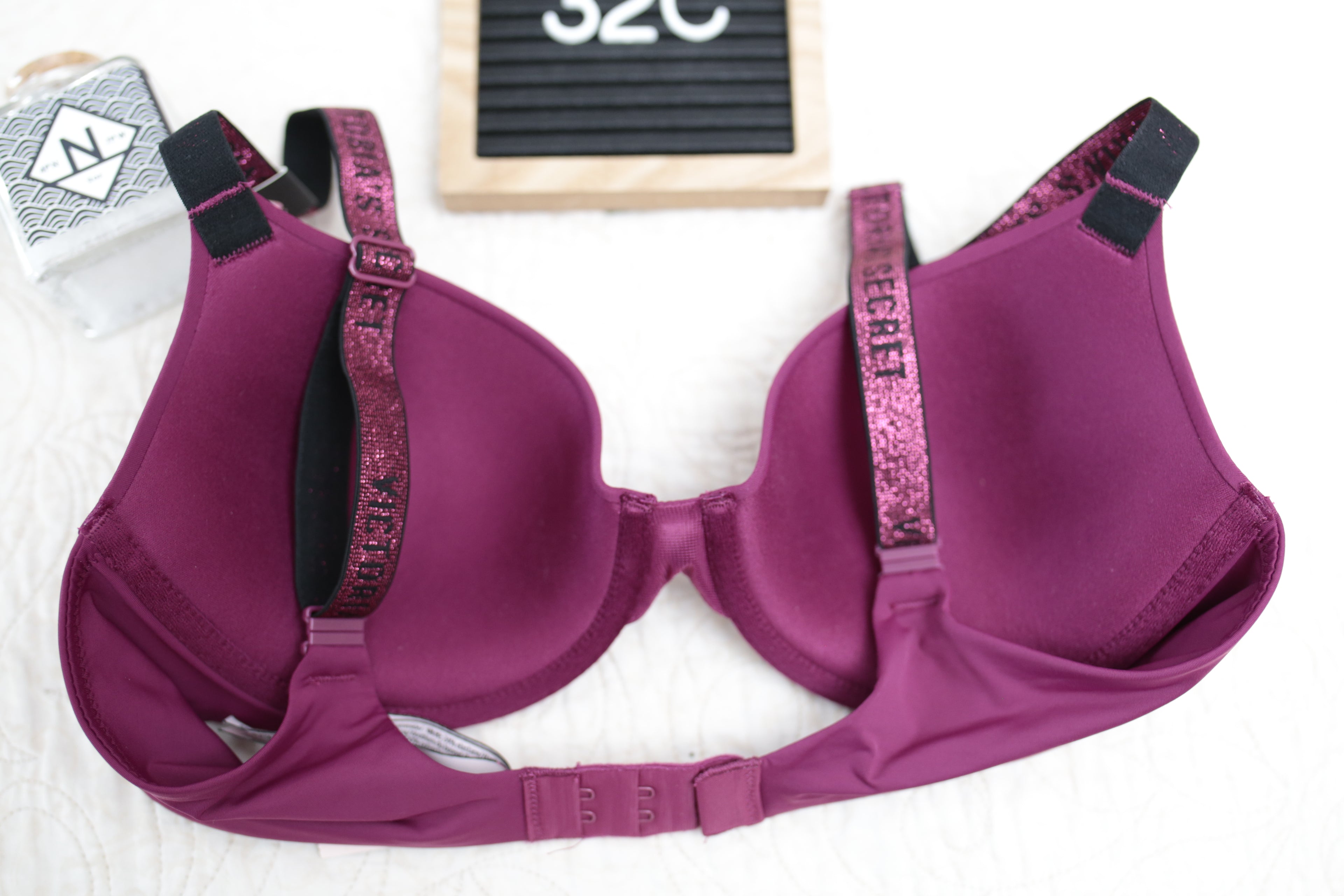 Victoria's Secret 32C T-shirt Lightly Lined Demi Shine Strap Bra Purple Wine NEW