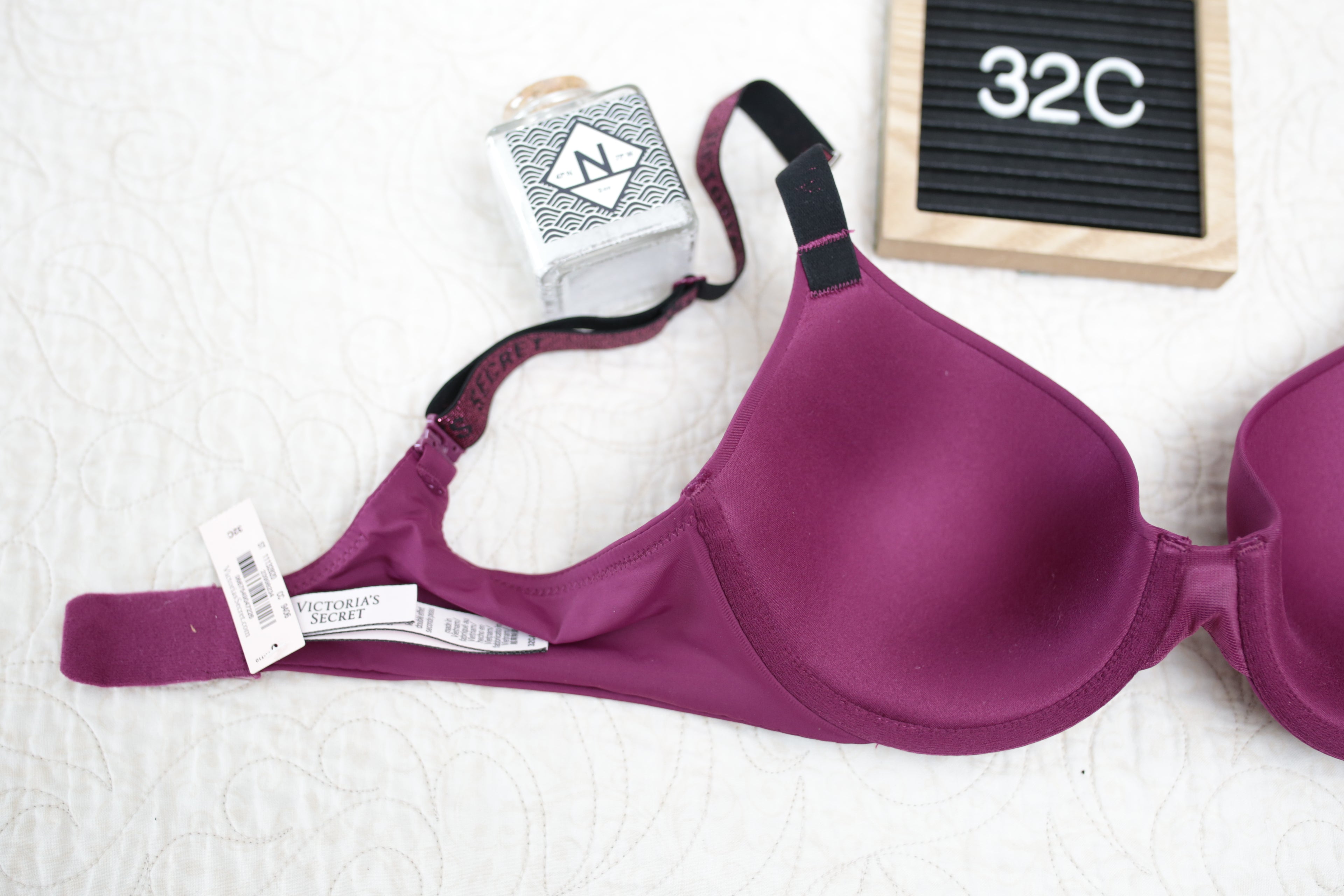 Victoria's Secret 32C T-shirt Lightly Lined Demi Shine Strap Bra Purple Wine NEW