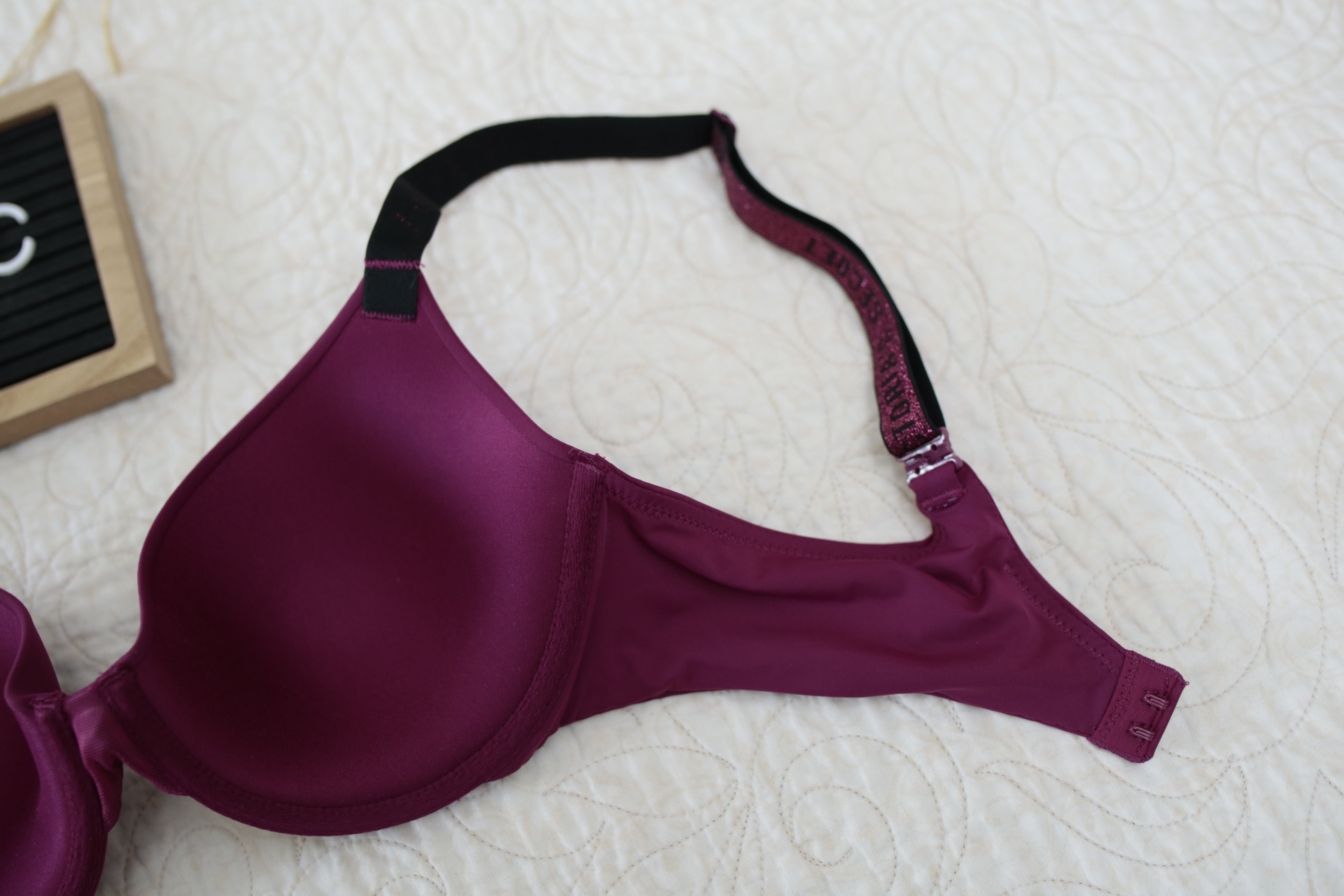 Victoria's Secret 32C T-shirt Lightly Lined Demi Shine Strap Bra Purple Wine NEW