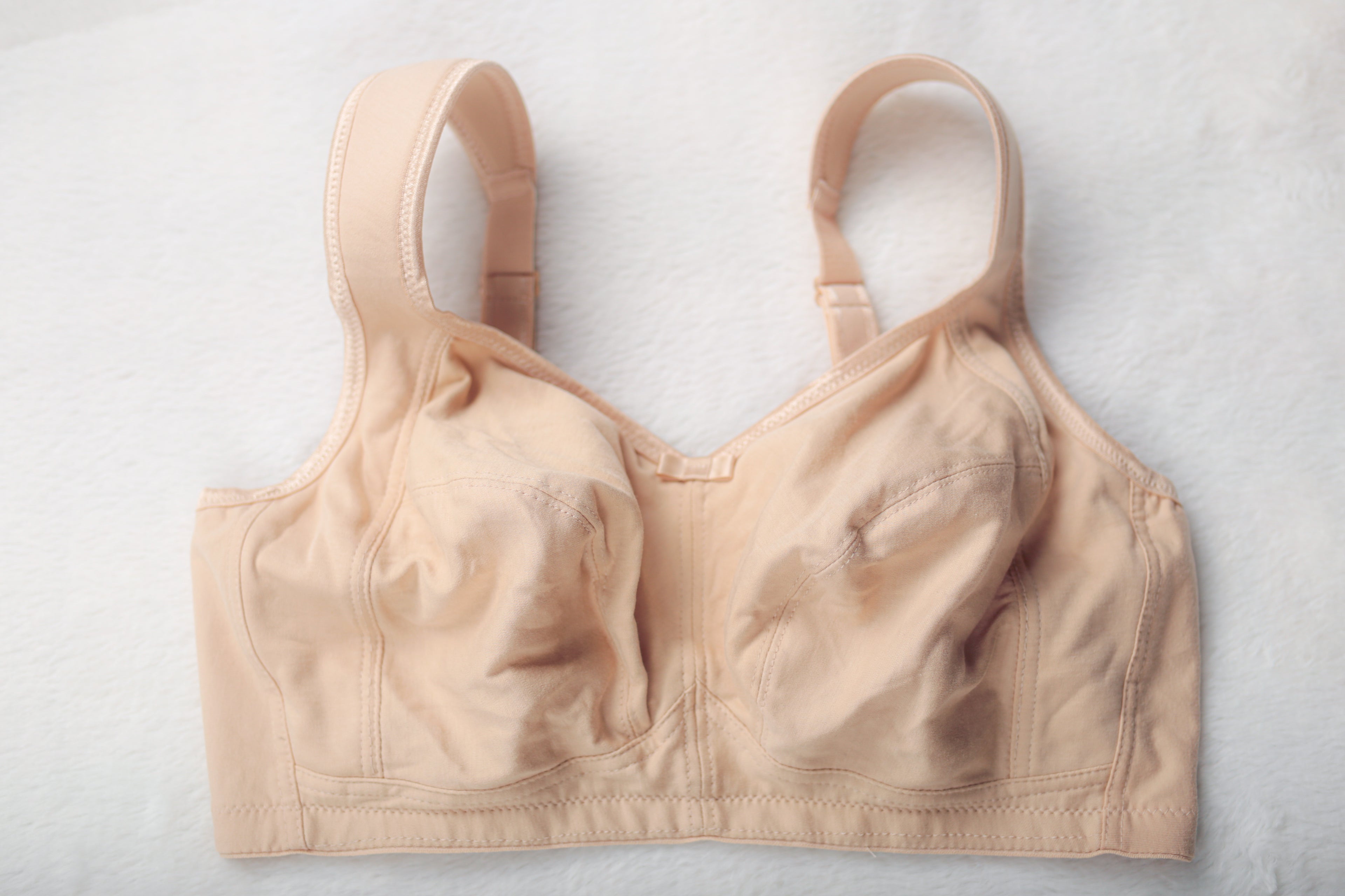 Miss Mary of Sweden 2363 Cotton Divide Wire-Free Bra Full Cup Unlined Wireless Bra Beige 36DD