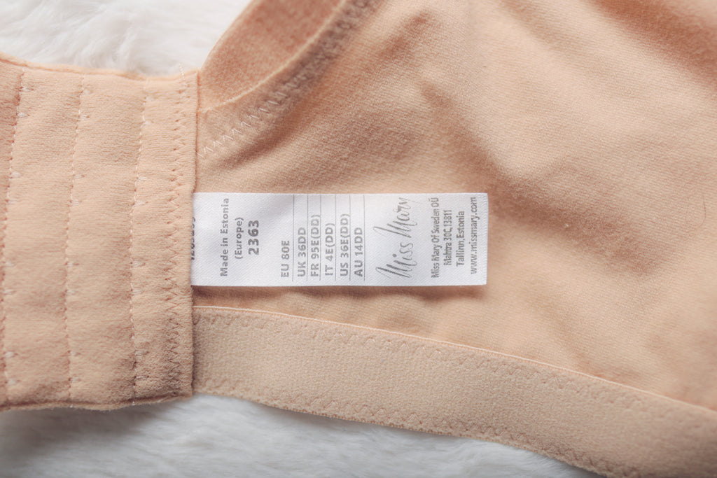 Miss Mary of Sweden 2363 Cotton Divide Wire-Free Bra Full Cup Unlined Wireless Bra Beige 36DD