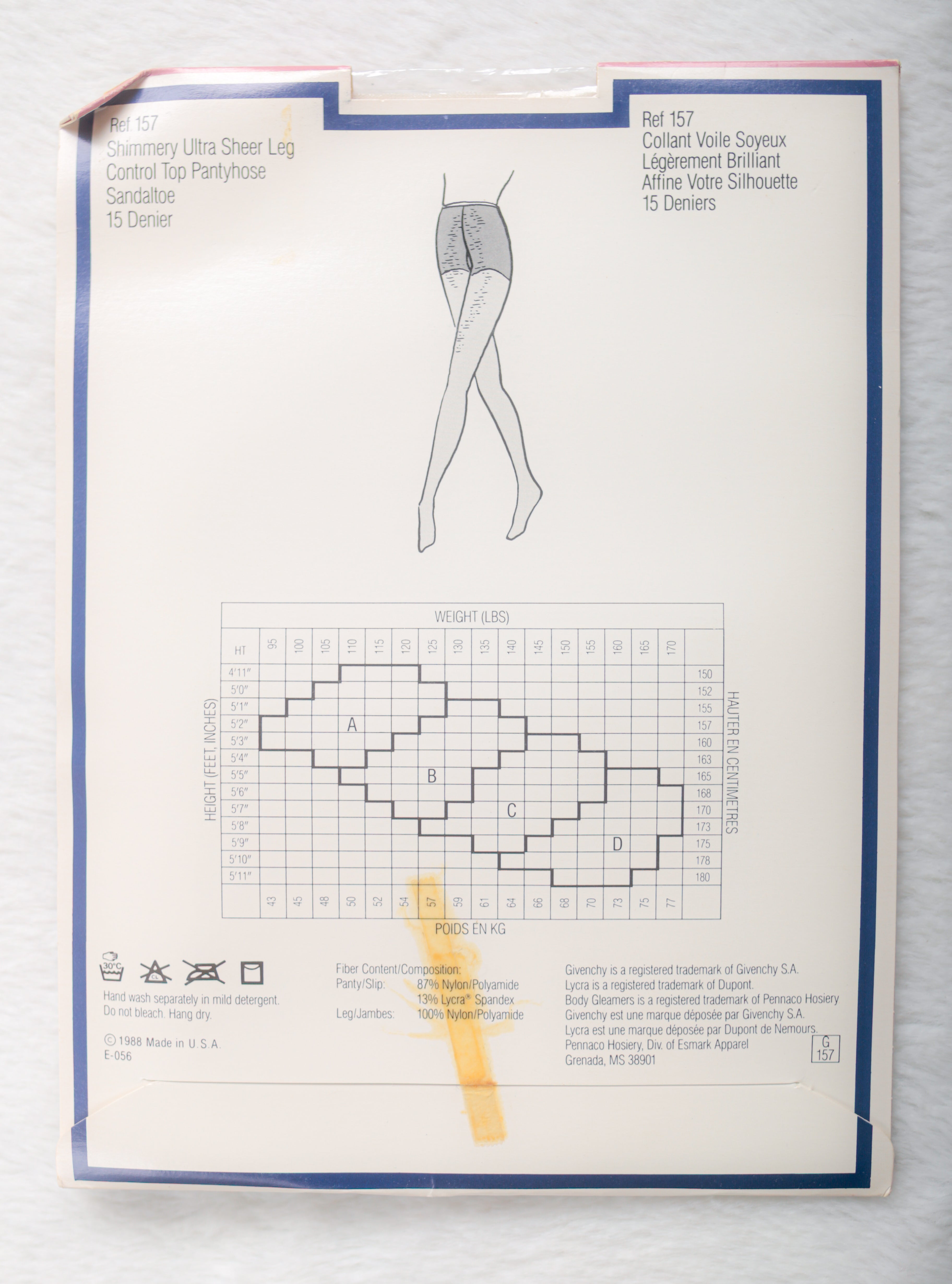 Givenchy Body Gleamers Ultra Sheer 15D Control Top Pantyhose La Creme Nude Size C