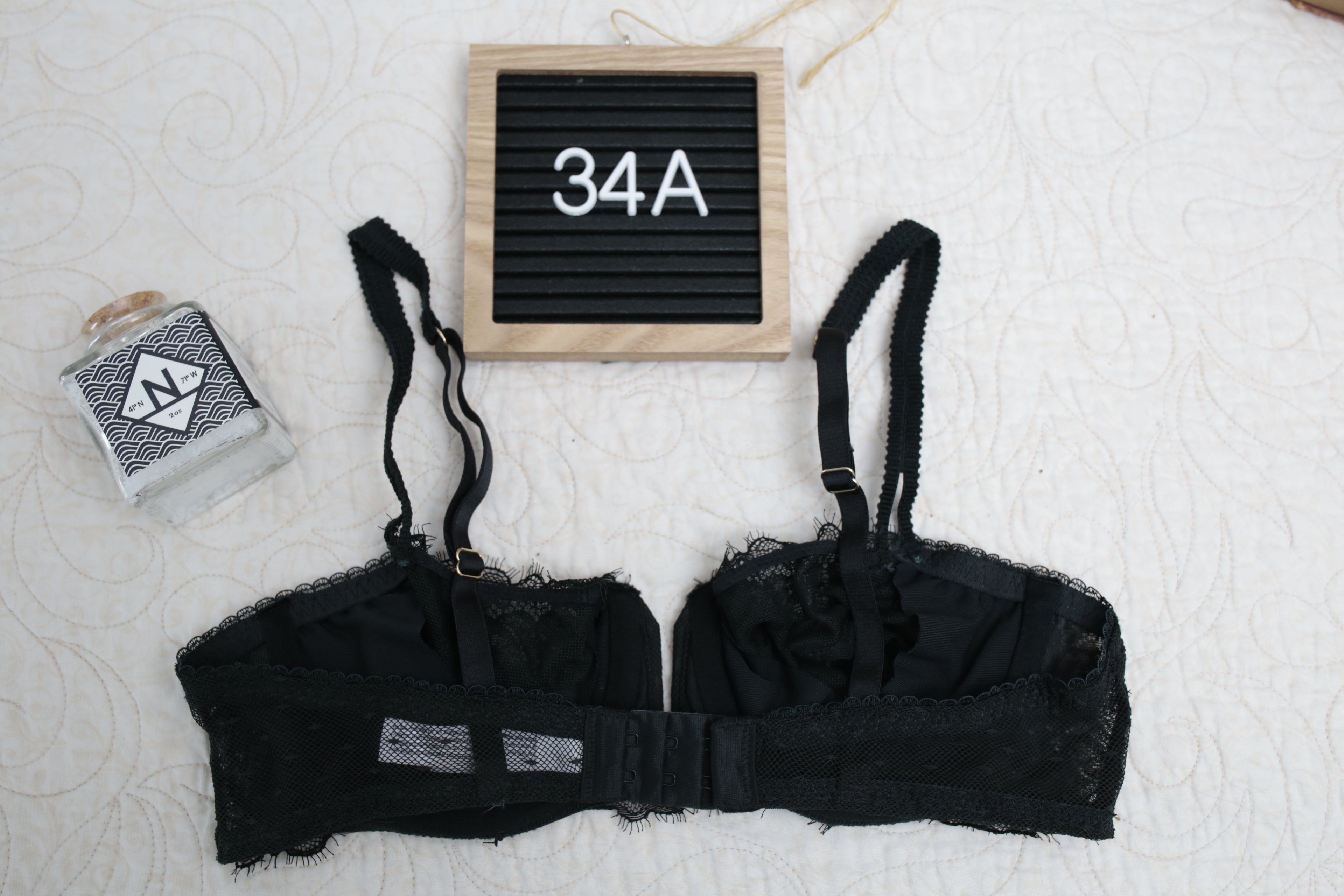 Auden 34A Balconette Unlined Bra Black Lace