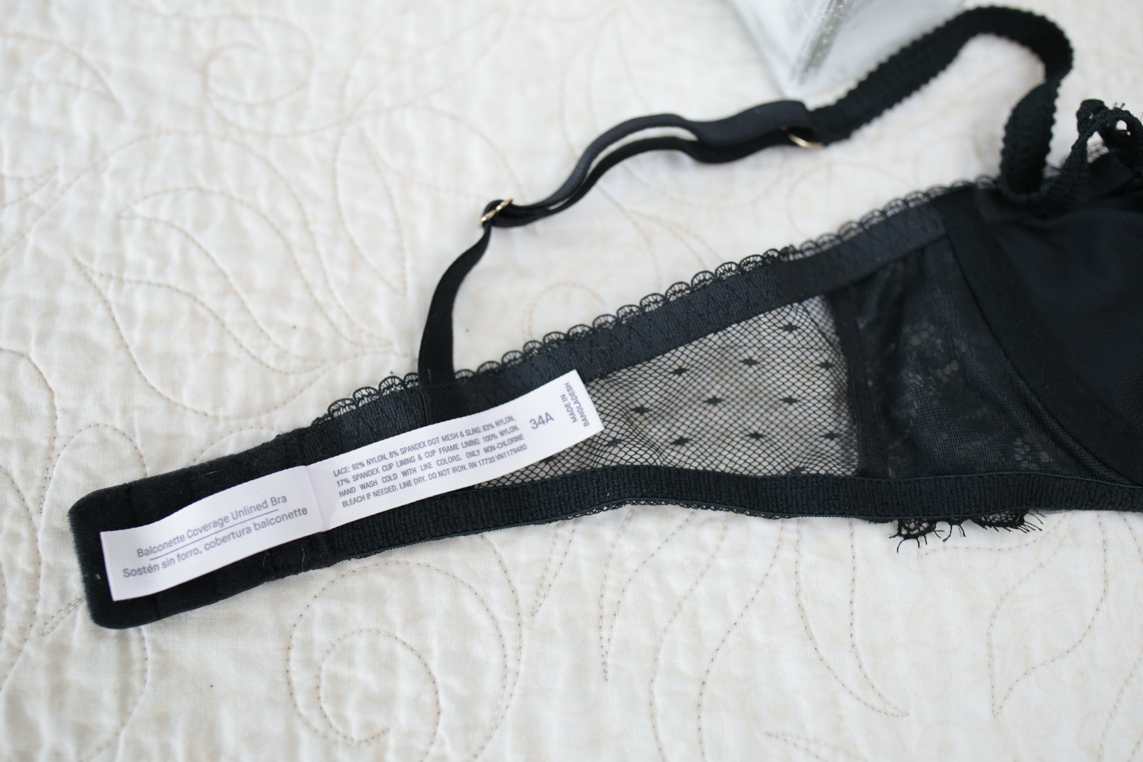 Auden 34A Balconette Unlined Bra Black Lace