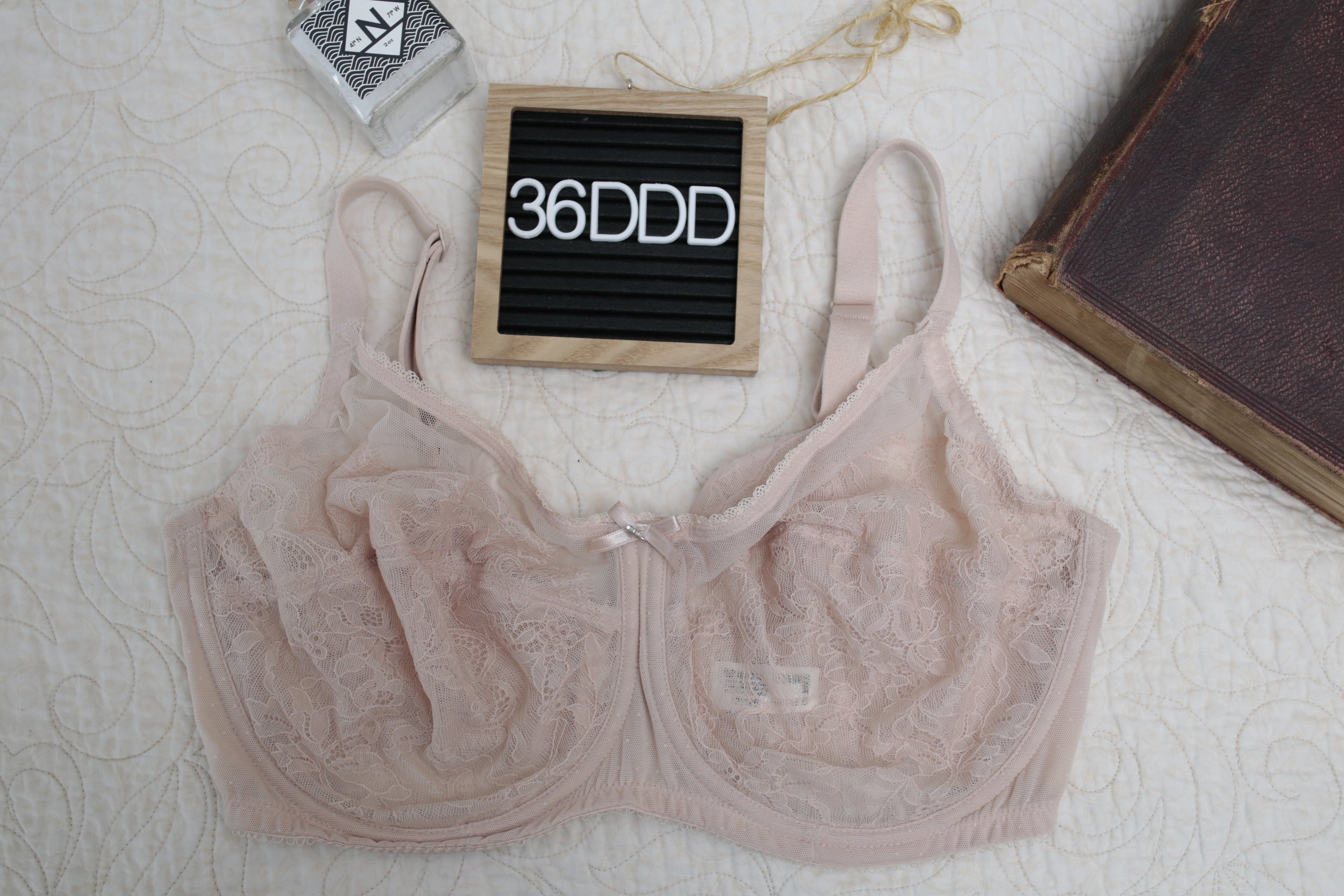 Wacoal 36DDD Retro Chic 855186 Full Figure Underwire Bra Beige Toast Lace