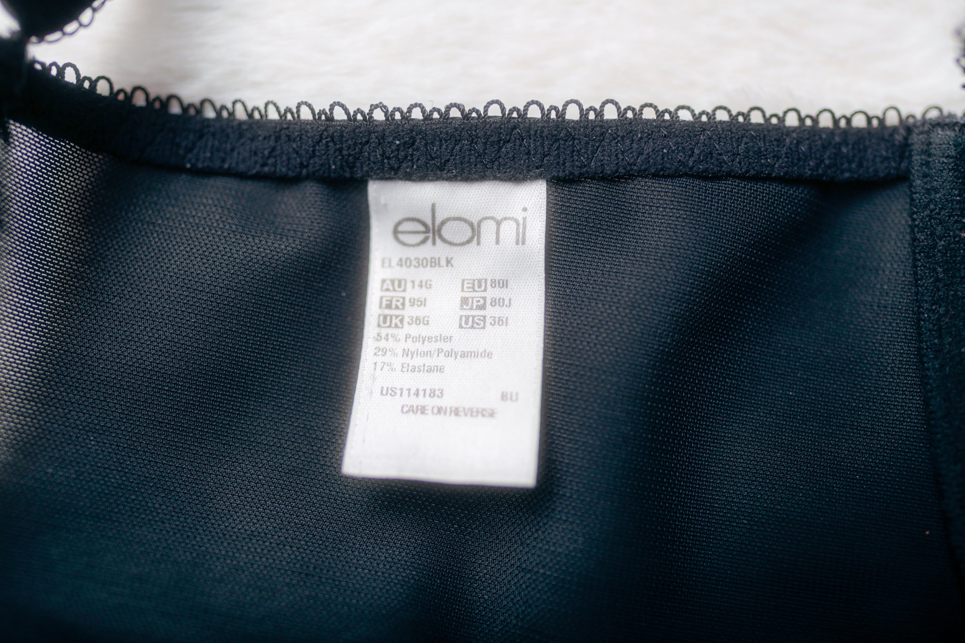 Elomi EL4030 Cate Full Cup Unlined Underwire Bra Black US 36G UK 36I