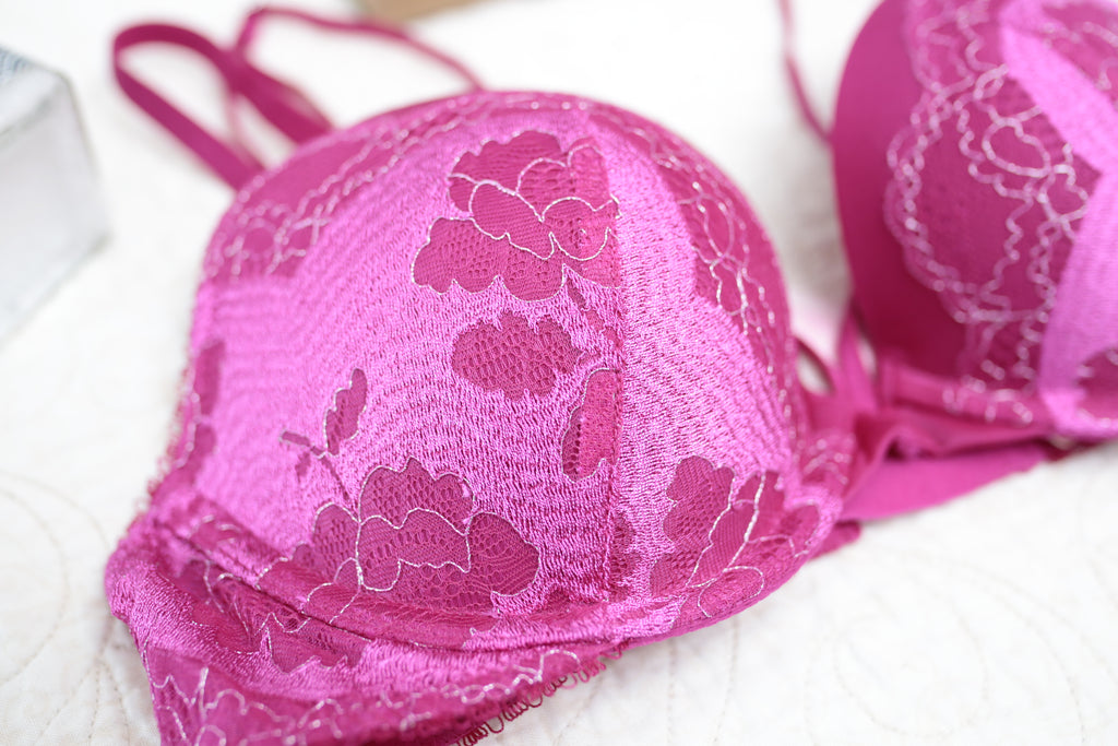 Victoria's Secret 34B Very Sexy Push-up Strappy Demi Plunge Bra Fuchsia Pink NEW