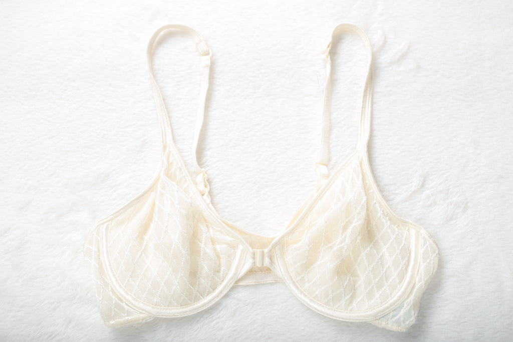 Warner's Vintage Frankly Fabulous 02548 Unlined Sheer Mesh Front Close Demi Bra 36B Ivory