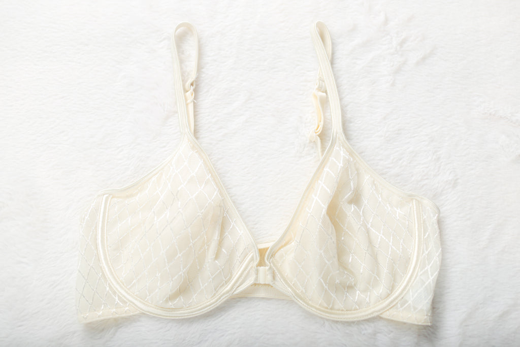Warner's Vintage Frankly Fabulous 02548 Unlined Sheer Mesh Front Close Demi Bra 38C Ivory