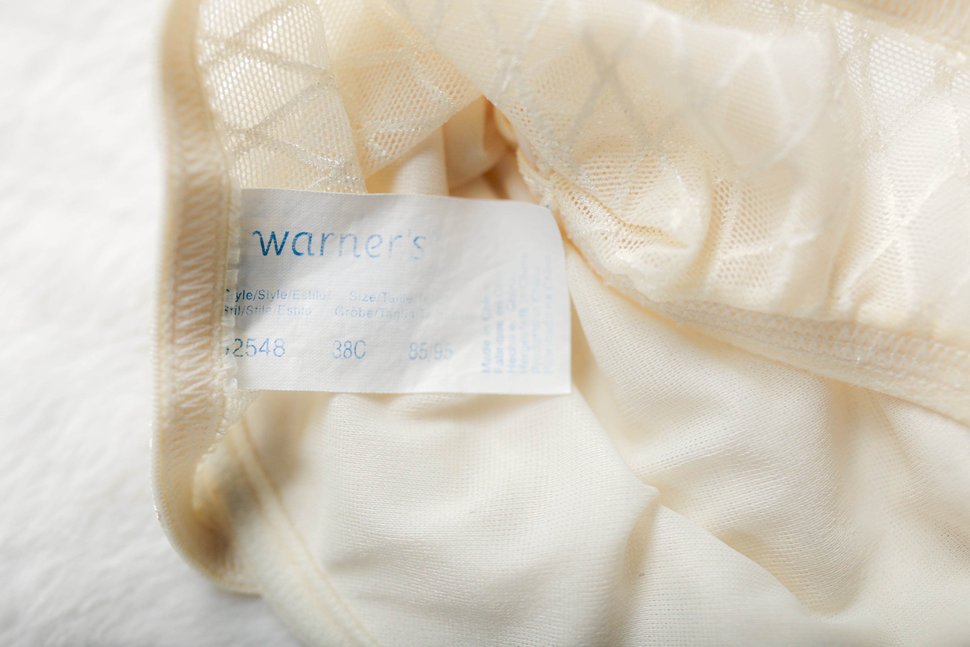 Warner's Vintage Frankly Fabulous 02548 Unlined Sheer Mesh Front Close Demi Bra 38C Ivory