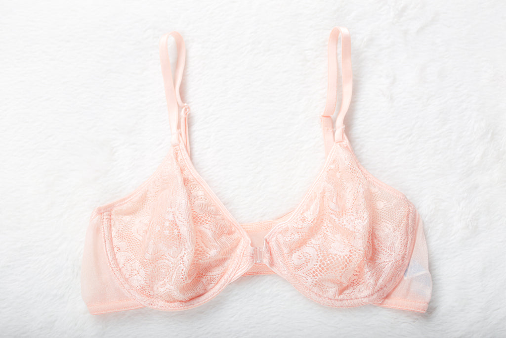 Warner's Vintage Naked Lace 02526 Unlined Sheer Lace Front Close Demi Bra 34B Pink