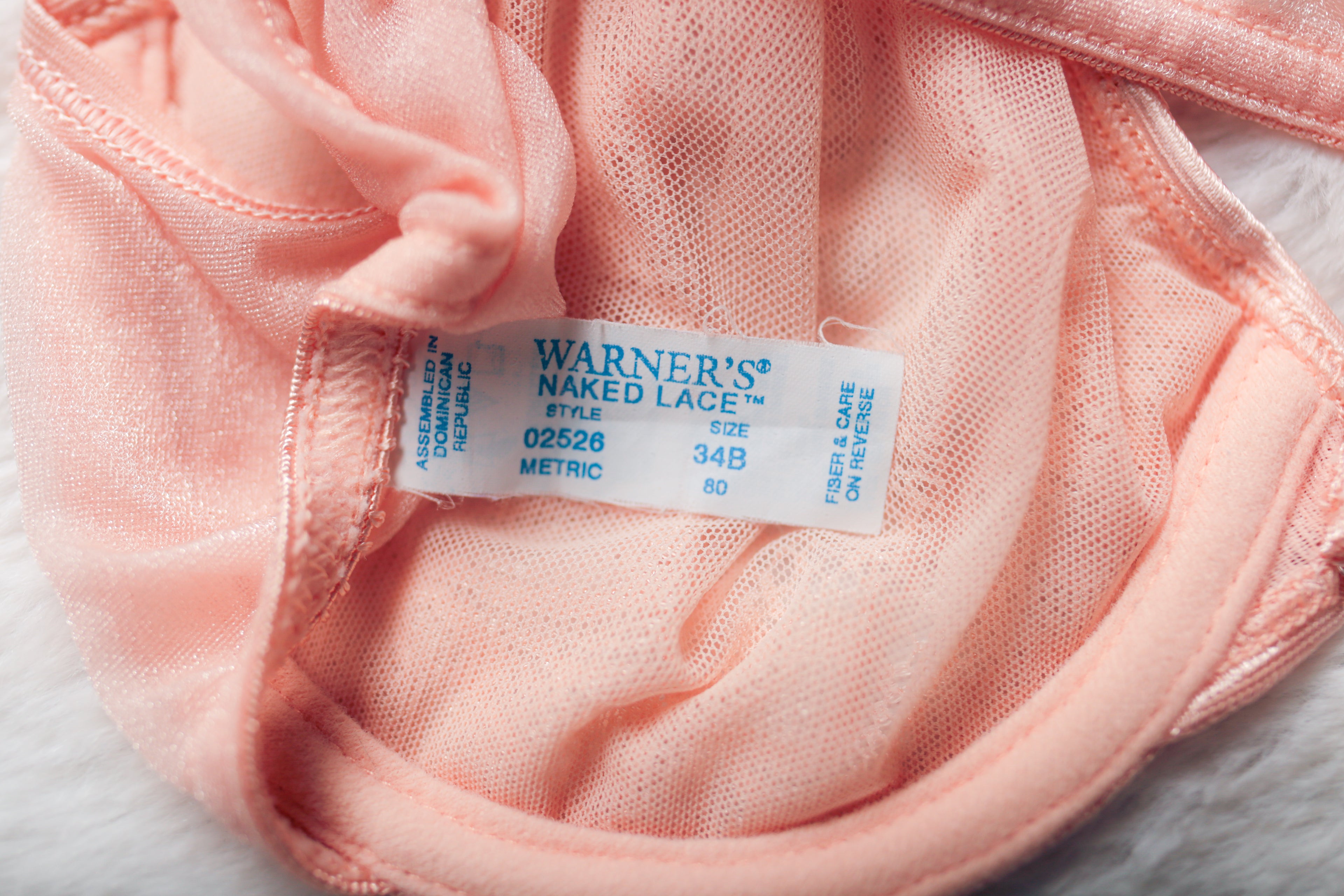 Warner's Vintage Naked Lace 02526 Unlined Sheer Lace Front Close Demi Bra 34B Pink