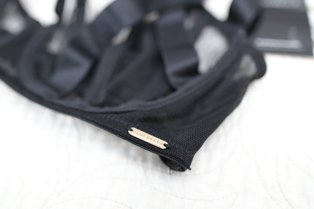 Bluebella 32D Karolina Strappy Cage Demi Bra Black Sheer NEW
