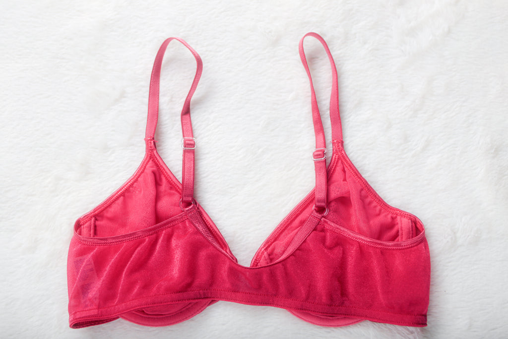 Warner's Vintage Naked Lace 02526 Unlined Sheer Lace Front Close Demi Bra 34B Red