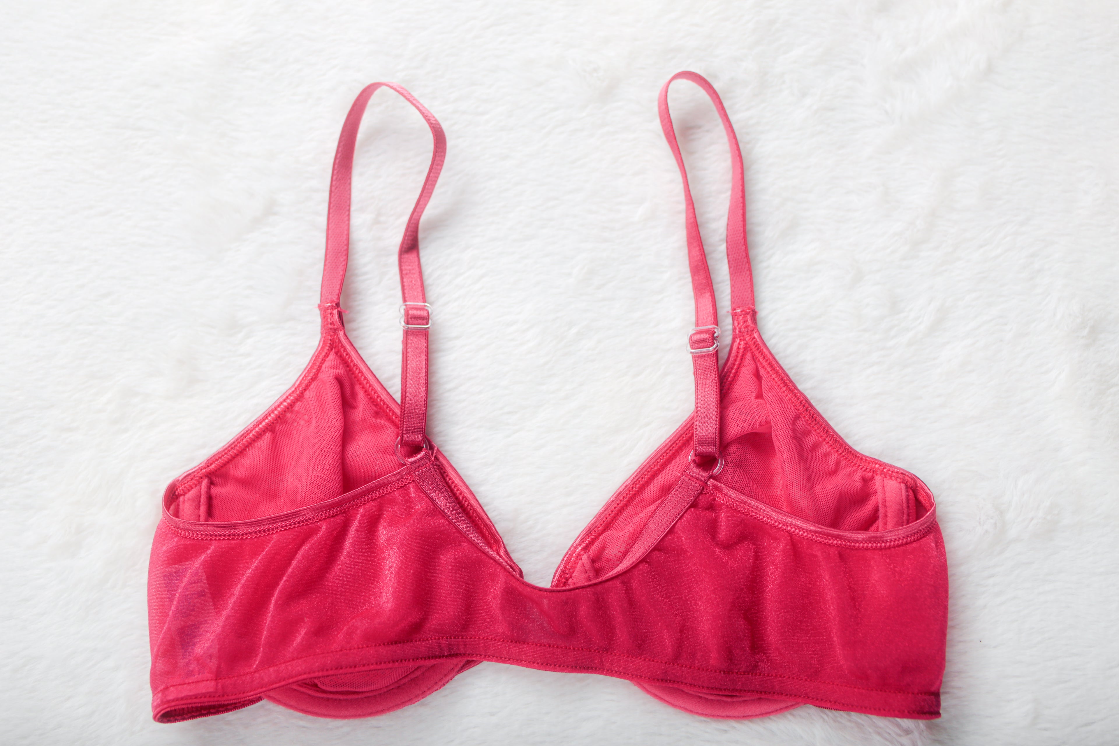 Warner's Vintage Naked Lace 02526 Unlined Sheer Lace Front Close Demi Bra 34B Red
